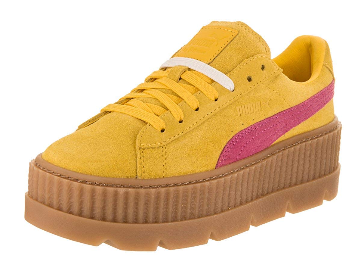 PUMA Women's Cleated Creeper Suede Sneakers - Lemon Carmine Rose-V (366268-03) | Fashion Casual Shoes for Women | Perfect for Streetwear, Daily Wear & Light Sports