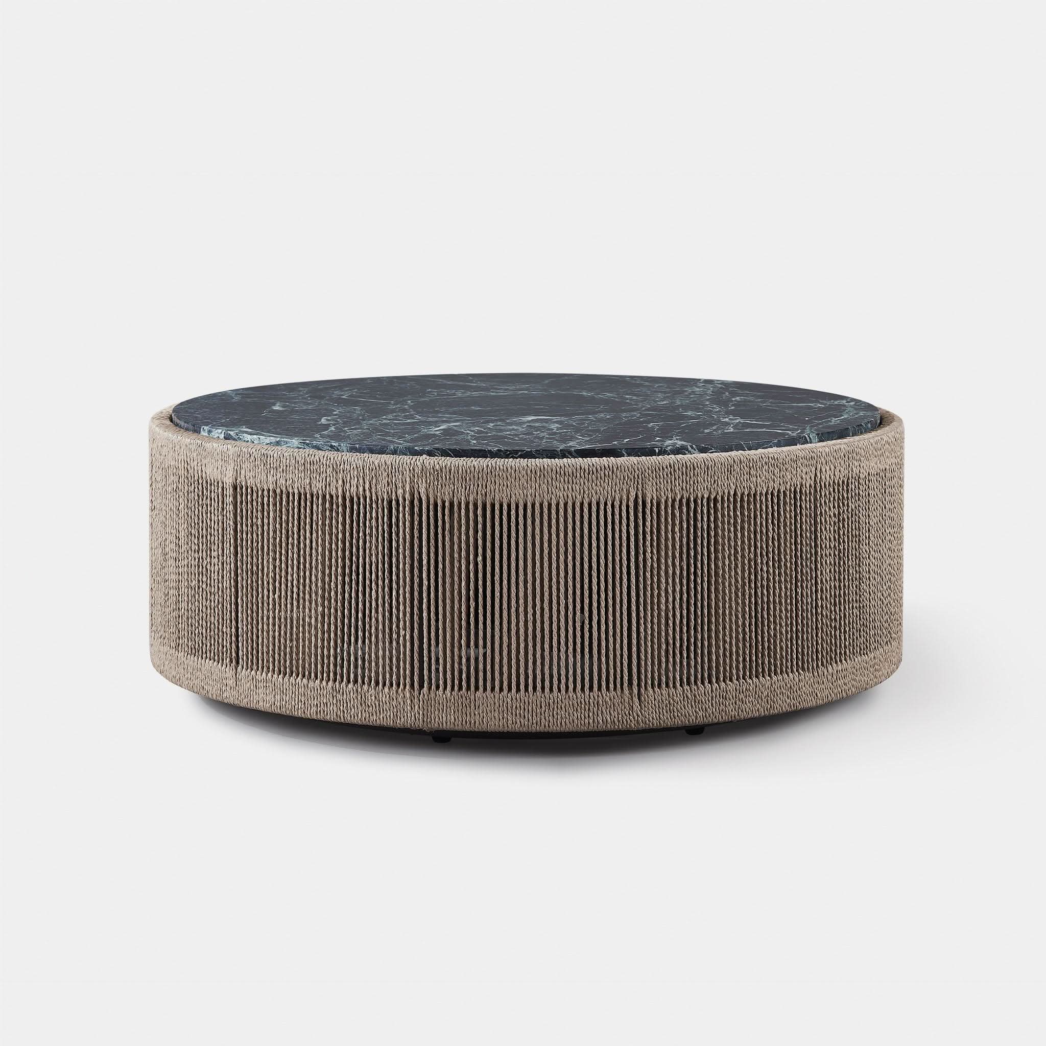 Round Coffee Table - Modern Formentera Style Wooden Living Room Furniture for Home Decor & Small Spaces