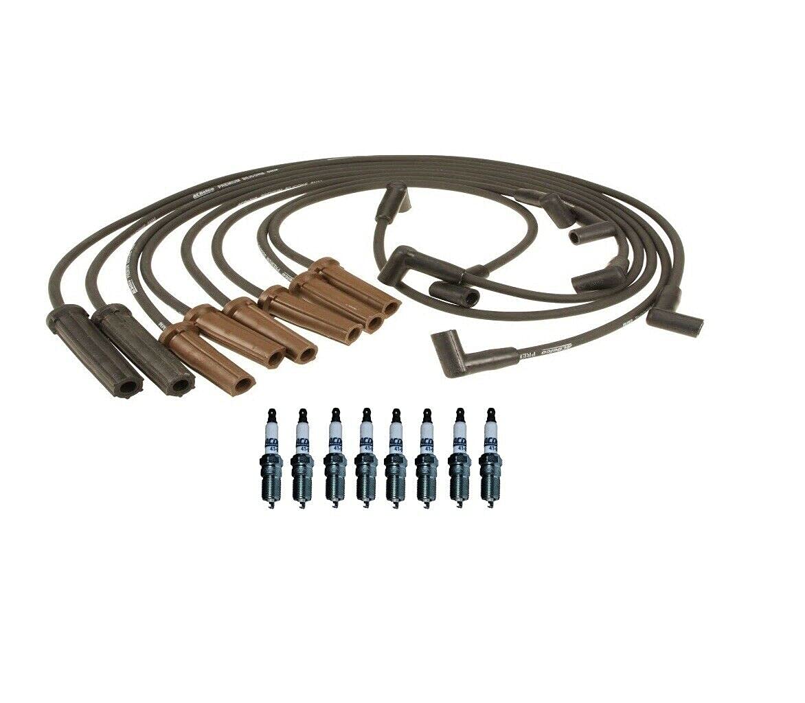 High-Performance Spark Plug Wire Set & 8 Platinum Spark Plugs Kit - Compatible with Cadillac V8 Engines (5.3L 6.0L 6.2L) - Durable Ignition System Upgrade for Improved Fuel Efficiency & Engine Performance - Perfect for Daily Driving, Towing & Off-Road Adventures