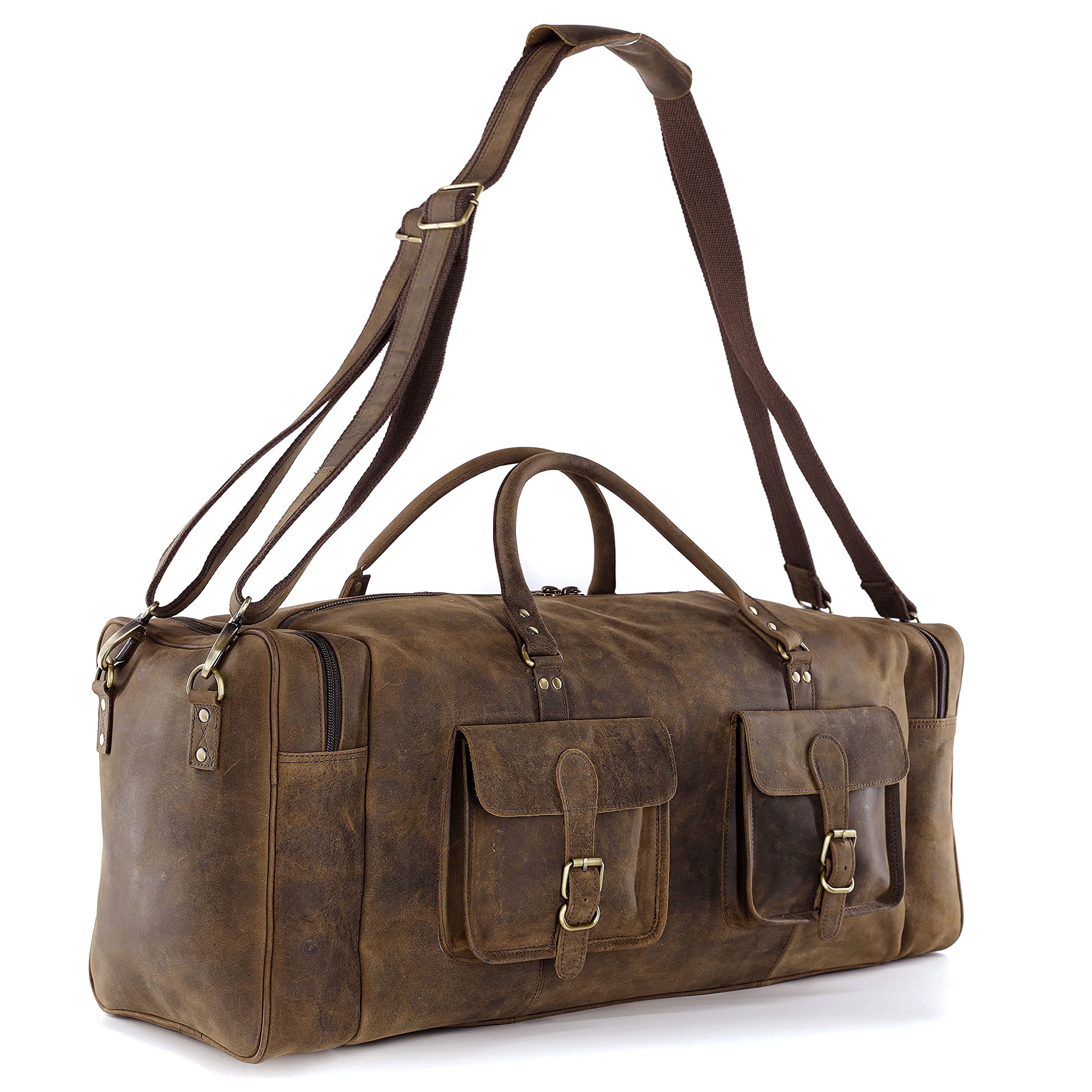Premium Leather Unisex Toiletry Bag & 28 Inch Travel Duffle Bag Set - Waterproof Dopp Kit & Spacious Overnight Weekender for Men & Women - Perfect for Business Trips, Gym, Camping & Weekend Getaways