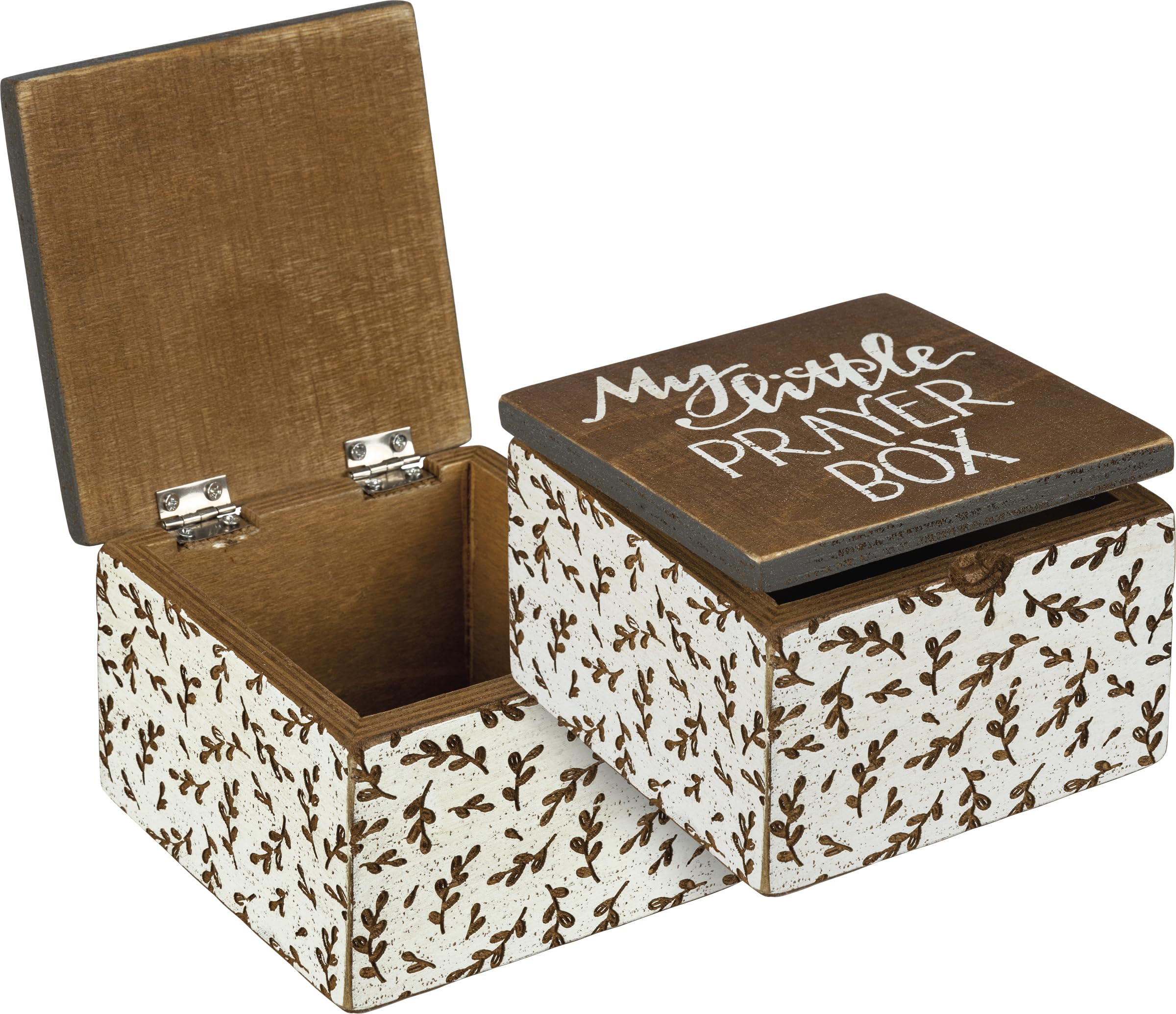 Primitives by Kathy Hinged Wooden Prayer Box - Rustic Wood Keepsake Box for Home Decor, Spiritual Gifts & Prayer Storage | Perfect for Bedside, Altar or Gift Giving