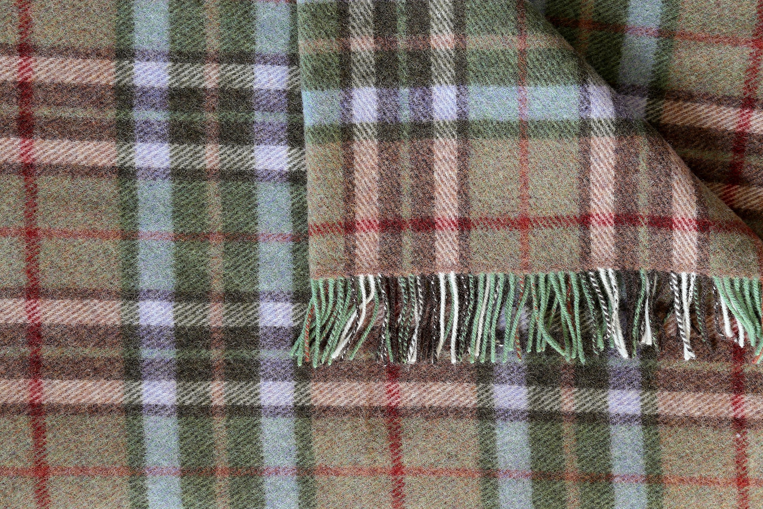 Authentic Irish 100% Wool Throw Blanket - Traditional Plaid Print, Ultra Soft & Warm Heirloom Quality Lambswool - Imported from Ireland - 54