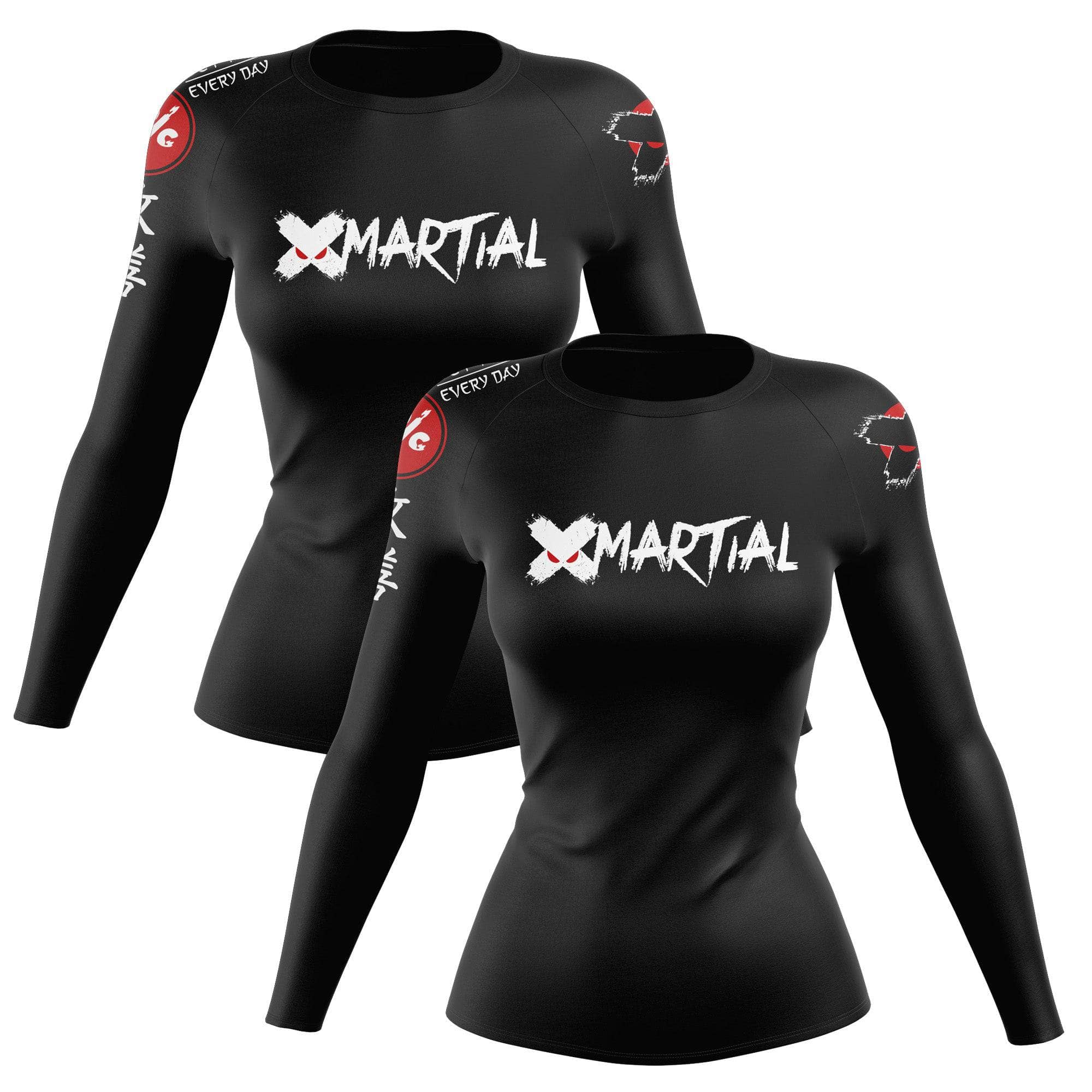 XMARTIAL Classic Women’s Long Sleeve Black Compression Shirt - Workout, Running & Yoga Top for Women - Moisture Wicking & Breathable Activewear