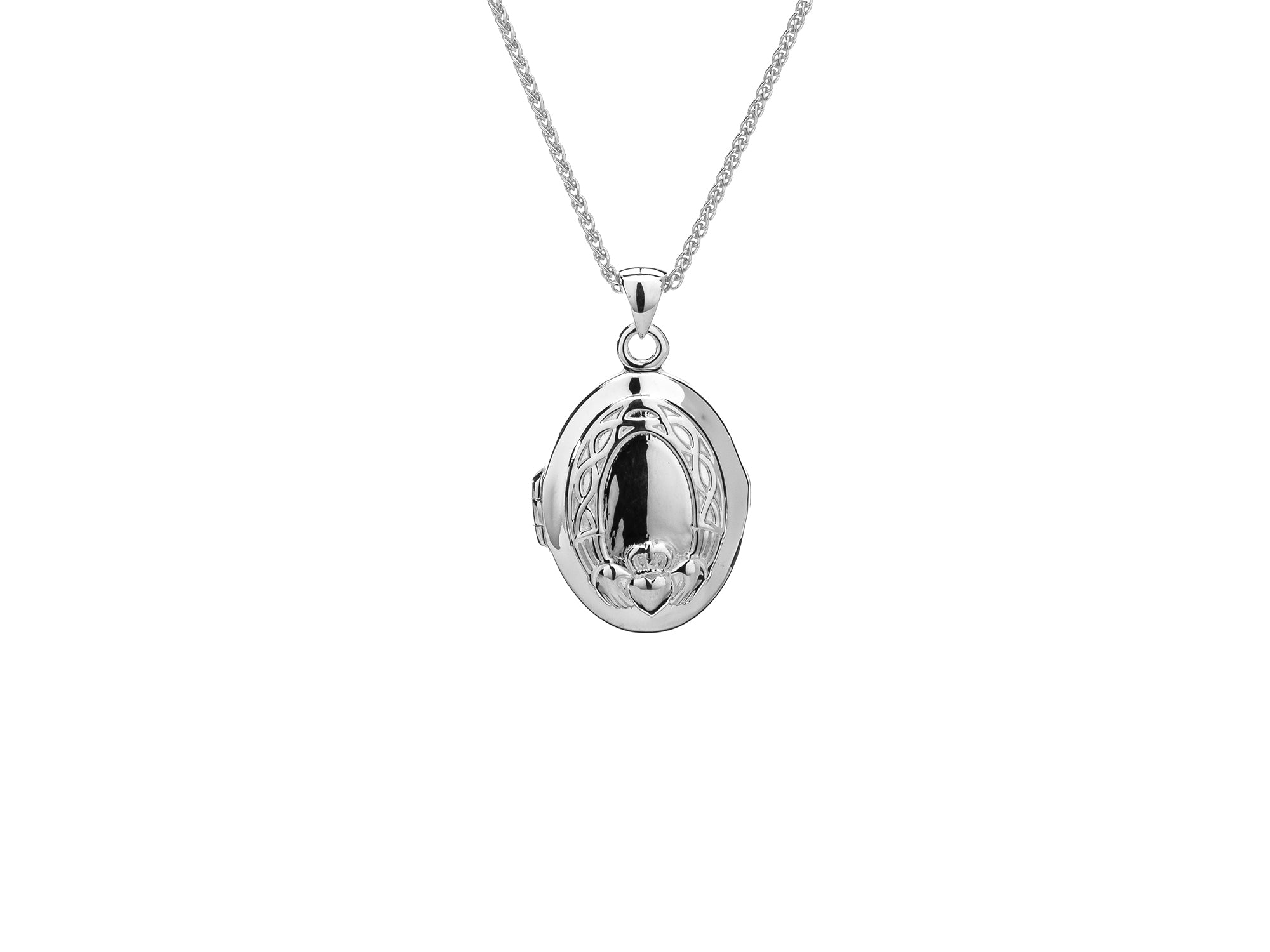 Claddagh Locket Necklace - Irish Celtic Heart Pendant with Hands, Crown & Heart Charm - Perfect for Valentine's Day, Anniversary & Wedding Gifts - Jewelry for Women & Couples