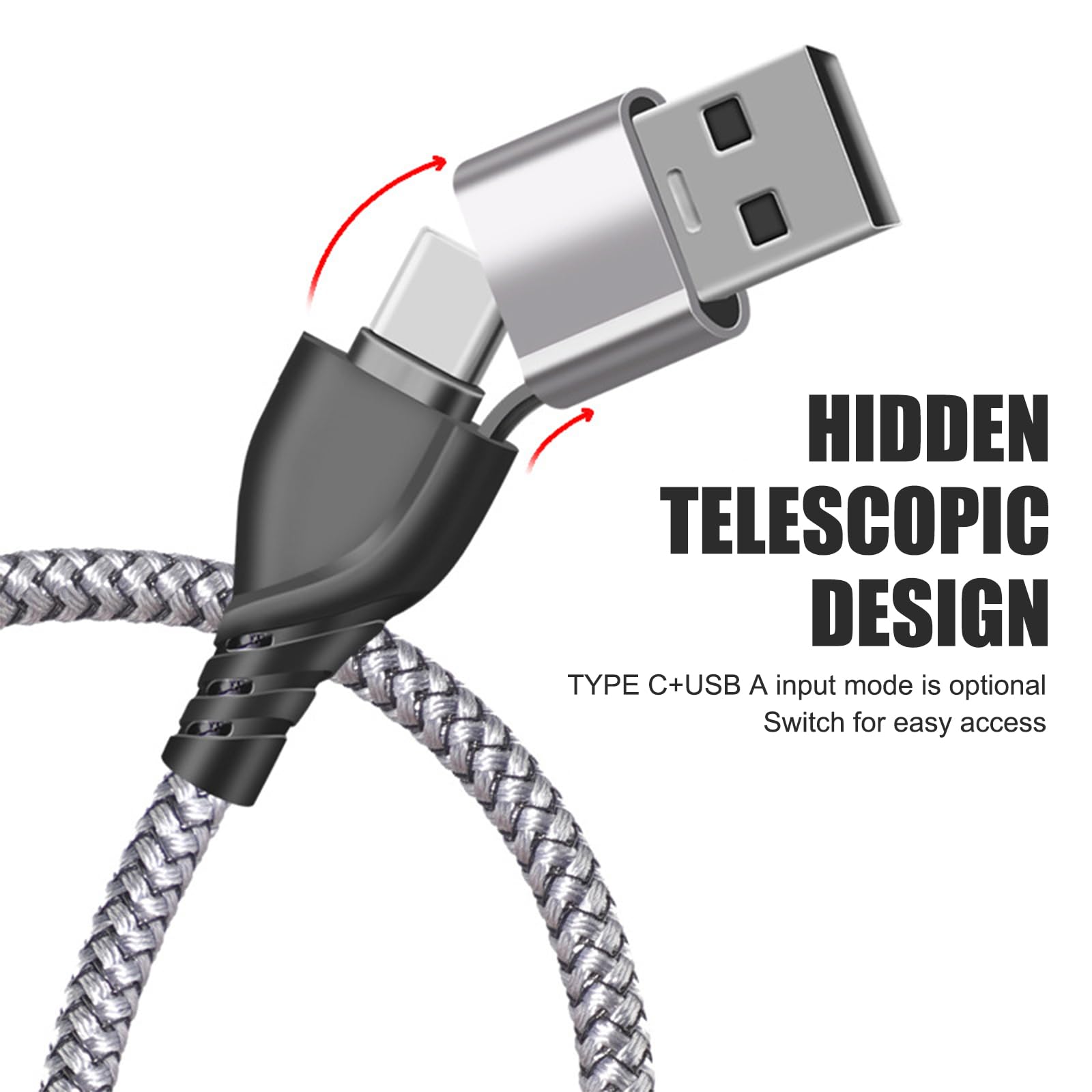 5-in-1 USB C Multi Charger Cable 1.2m Nylon Braided Fast Charging Cable - Compatible with Android, Samsung, Huawei, Nokia, LG, Kindle, PS5 - Perfect for Travel, Home & Office Use