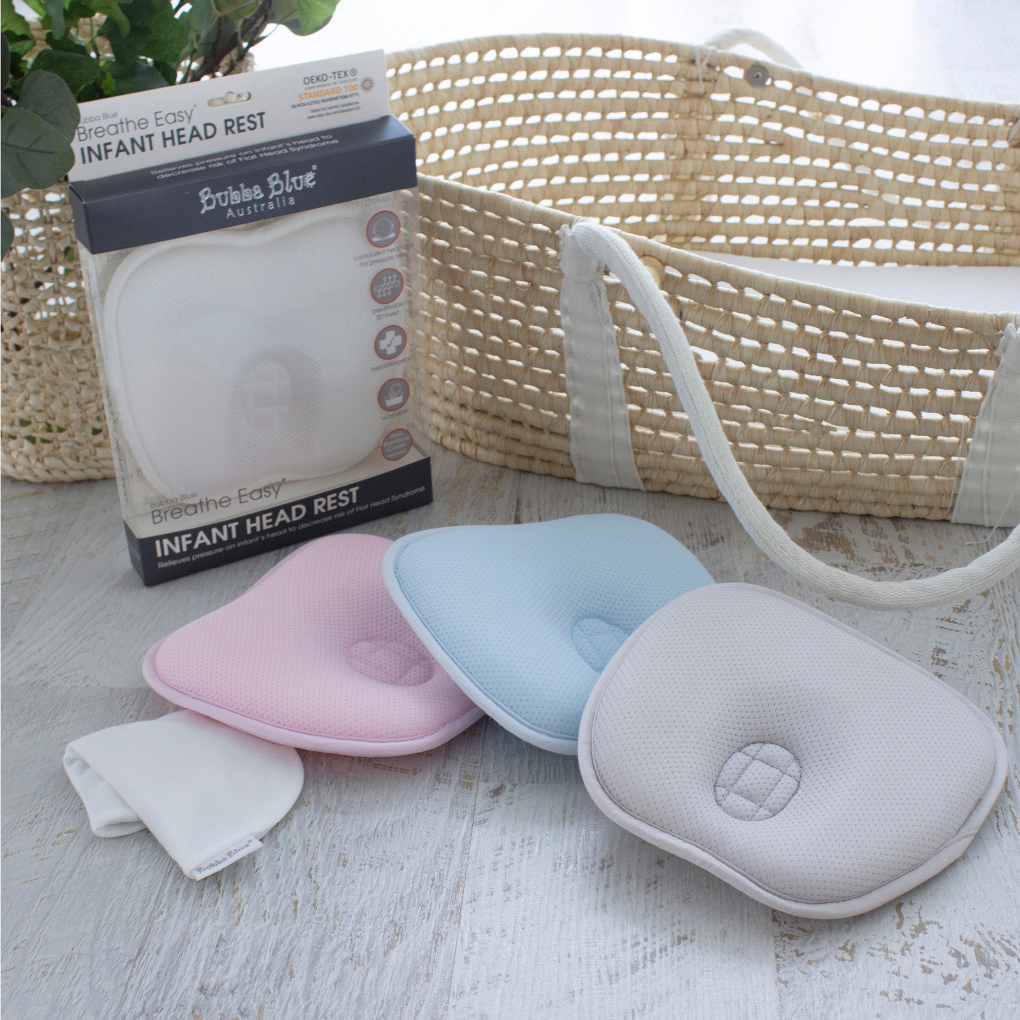 Breathe Easy® Infant Head Support Pillow - Soft Grey Baby Head Rest for Car Seats, Strollers & Safe Sleep - Comfortable & Ergonomic Design for Newborns & Toddlers