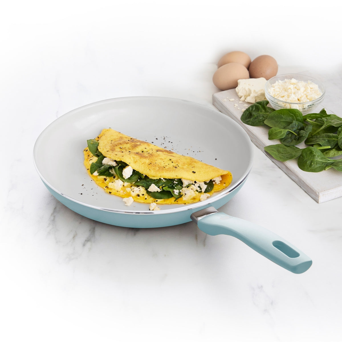 Dover Ceramic Nonstick 10-Inch Frying Pan - Blue Haze | PFOA-Free Cookware for Healthy Cooking | Perfect for Eggs, Pancakes & Stir-Fry