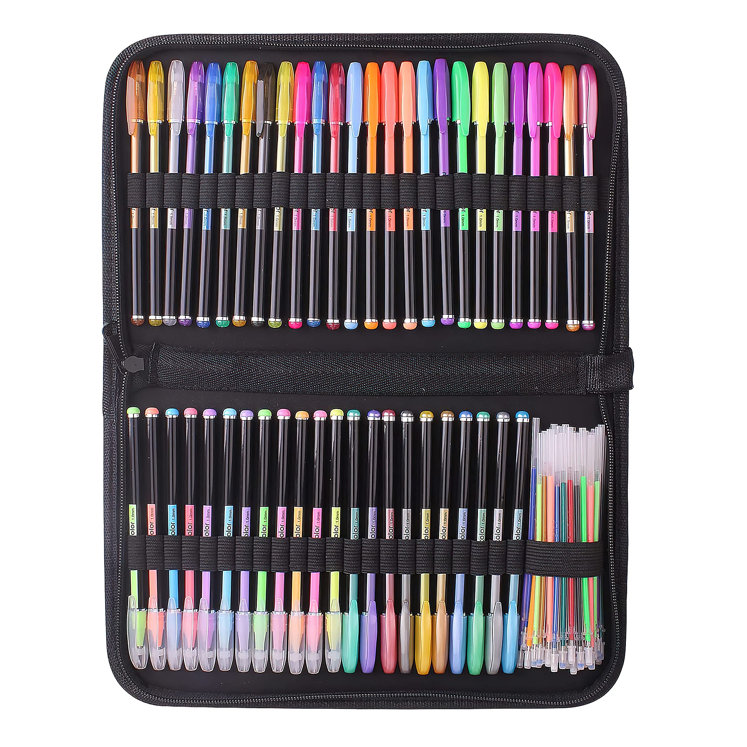 YYMIYU Glitter Gel Pens Set - 72 Vibrant Neon Colors with Canvas Bag for Adult Coloring Books, Journaling, Crafting, Doodling & Drawing - Perfect for Art Projects, Scrapbooking & DIY Gift Making
