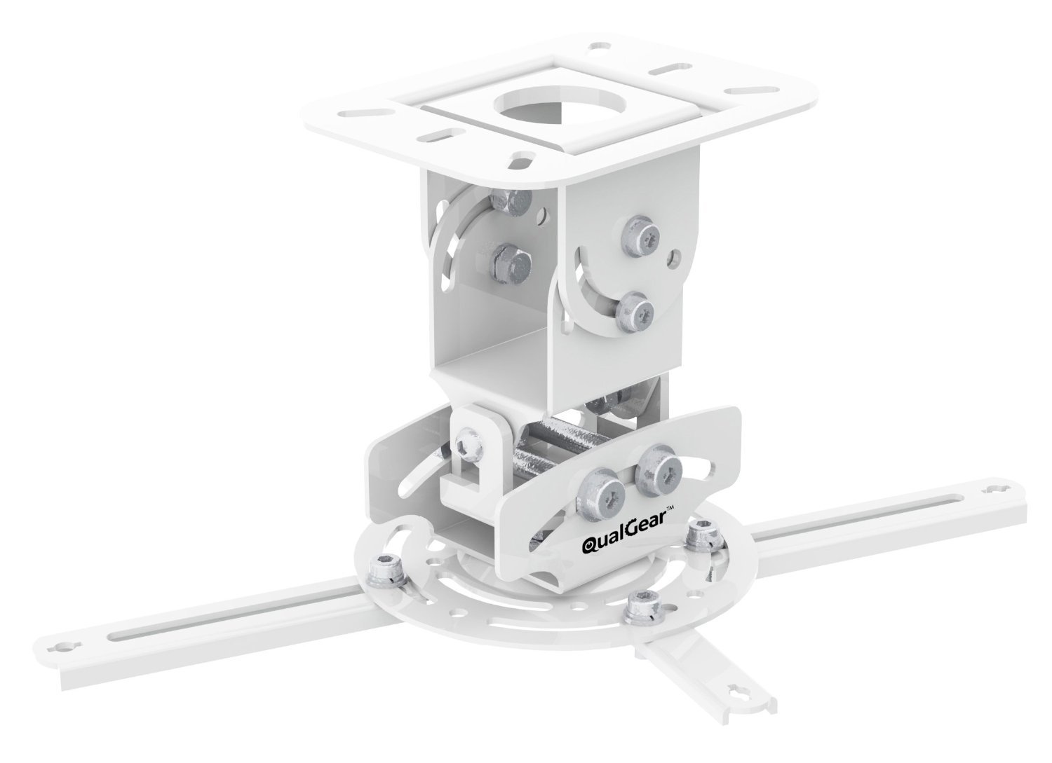 QualGear PRB-717-Wht Universal Ceiling Mount Bracket for Projectors - Secure Installation for Home Theater, Classroom & Office Presentations
