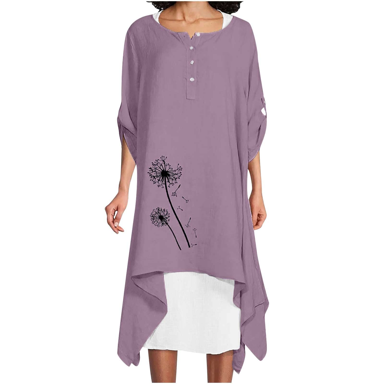 Women's Sleeveless Flowy Maxi Dress with Print & Irregular Hem - 2 Piece Linen Cover Up Set for Wedding Guest, Beach Vacation, and Summer Outfits
