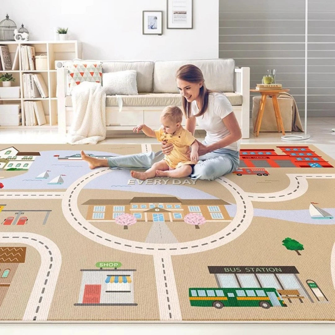 Premium Velvet Spillproof Nursery Rug for Kids - Soft & Durable Play Mat for Baby Crawling, Toddler Playroom & Daycare Flooring - Phyllis Wonderland Collection