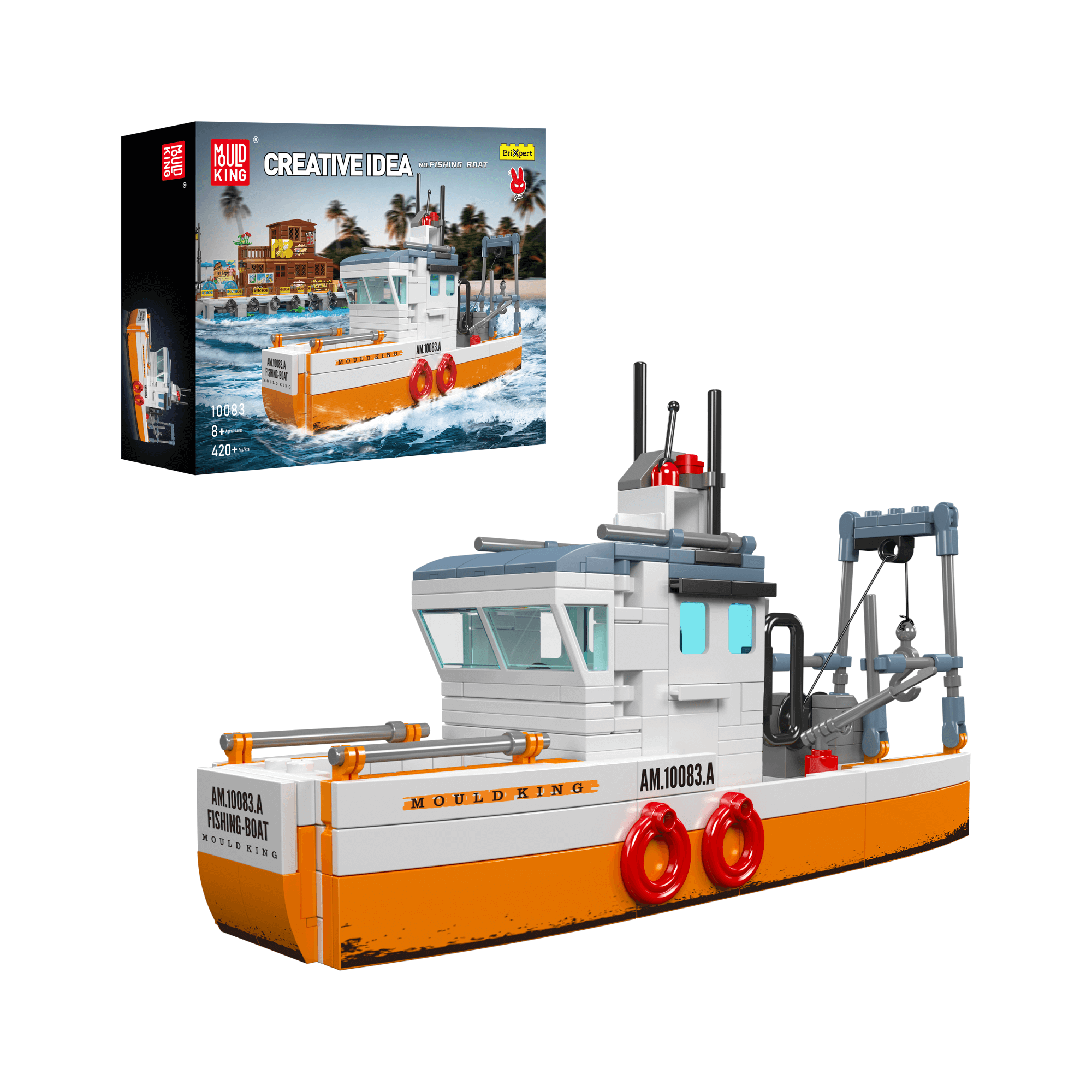 Mould King 10083 Fishing Boat Building Set - 420 Piece Model Ship Kit for Adults & Kids | Creative STEM Toy for Collectors, Birthday Gifts & Home Decoration | Perfect for Ocean-Themed Play & Display