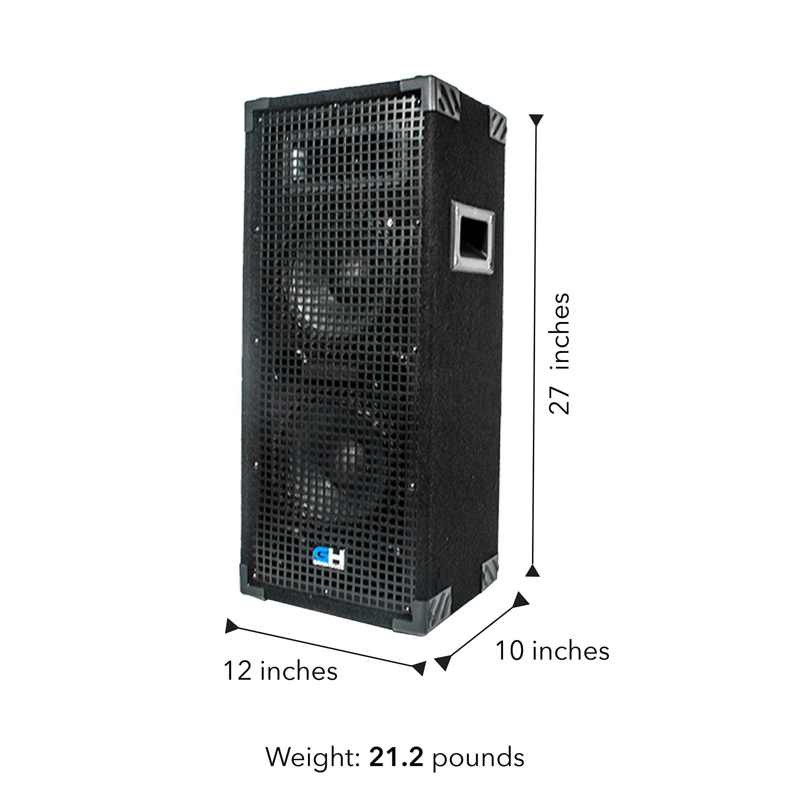 Grindhouse GH28L Passive Dual 8 Inch 2-Way PA/DJ Loudspeaker Cabinet - 900 Watt Full Range Speaker for Live Sound, DJ Sets, and Band Performances