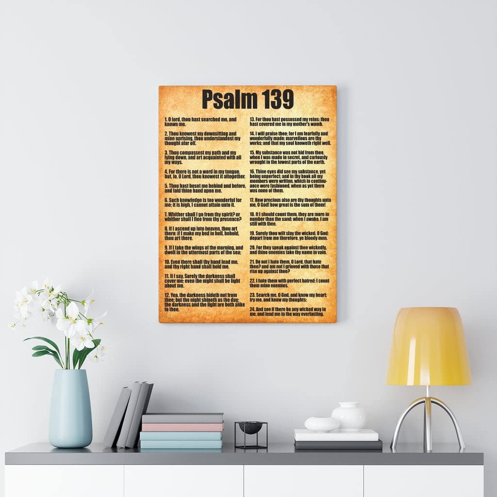 Christian Wall Art - Gold Bible Verse Canvas with Psalm 139 Scripture - Inspirational God with You Religious Home Decor for Living Room, Bedroom & Church