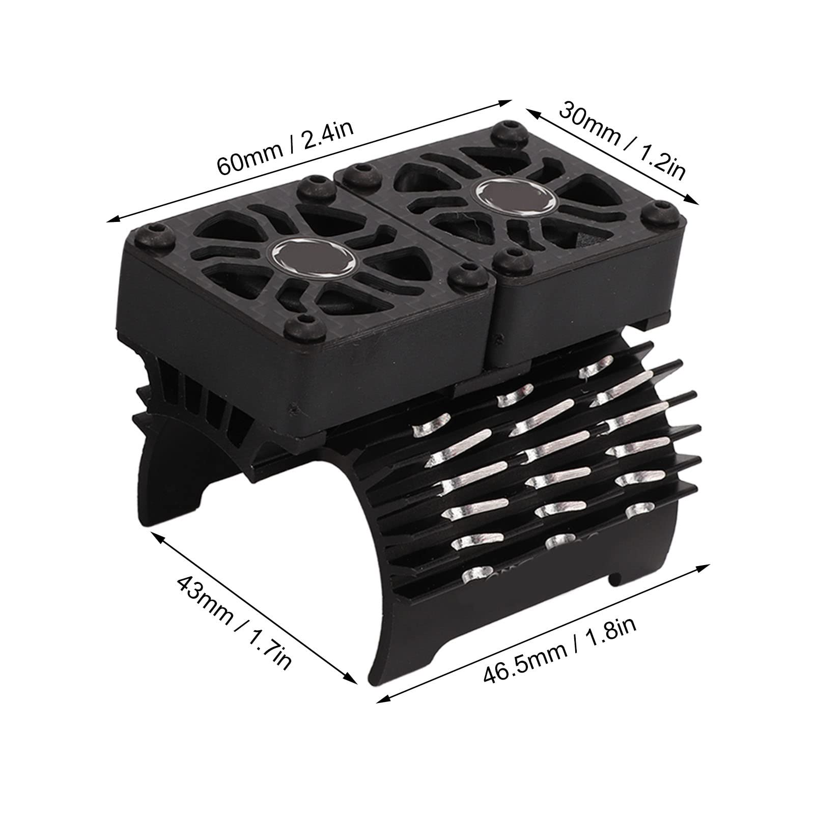 High Performance 40-42mm RC Brushless Motor Cooling Fan - Dual Aluminum Heat Sink for 1/8 Scale Remote Control Cars (Black) | Perfect for Off-Road Bashing, Racing & High-Speed RC Models