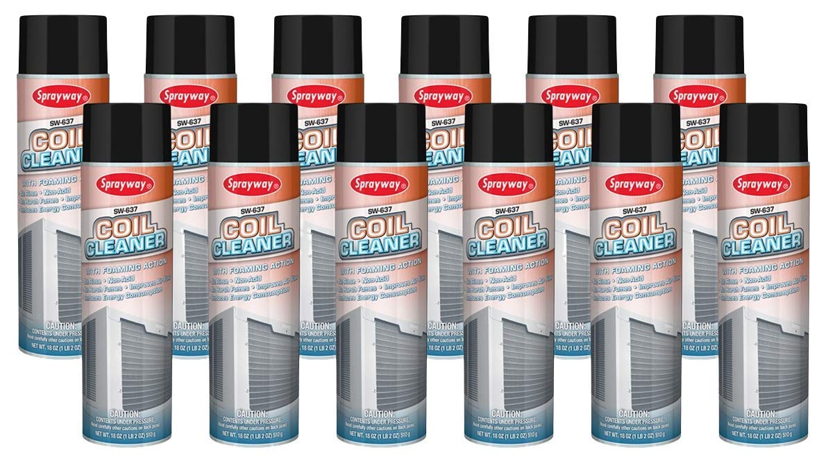 Sprayway SW637 Foaming Coil Cleaner - 12 Pack (20 oz Cans) | Heavy-Duty HVAC & Refrigeration System Cleaner | Removes Grease, Dirt & Debris | Ideal for Commercial & Industrial Maintenance
