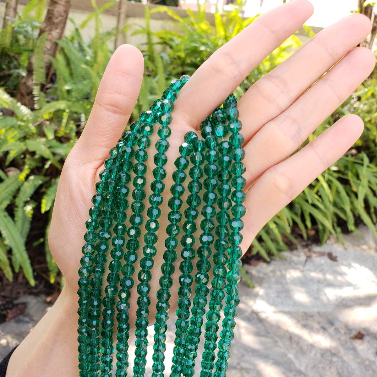 5 Strands Czech 6mm Faceted Round Crystal Glass Loose Beads - Bulk Emerald Green Spacers (450-475pcs) for DIY Jewelry Making, Bracelets, Necklaces & Craft Projects - High-Quality Beading Supplies for Handmade Accessories