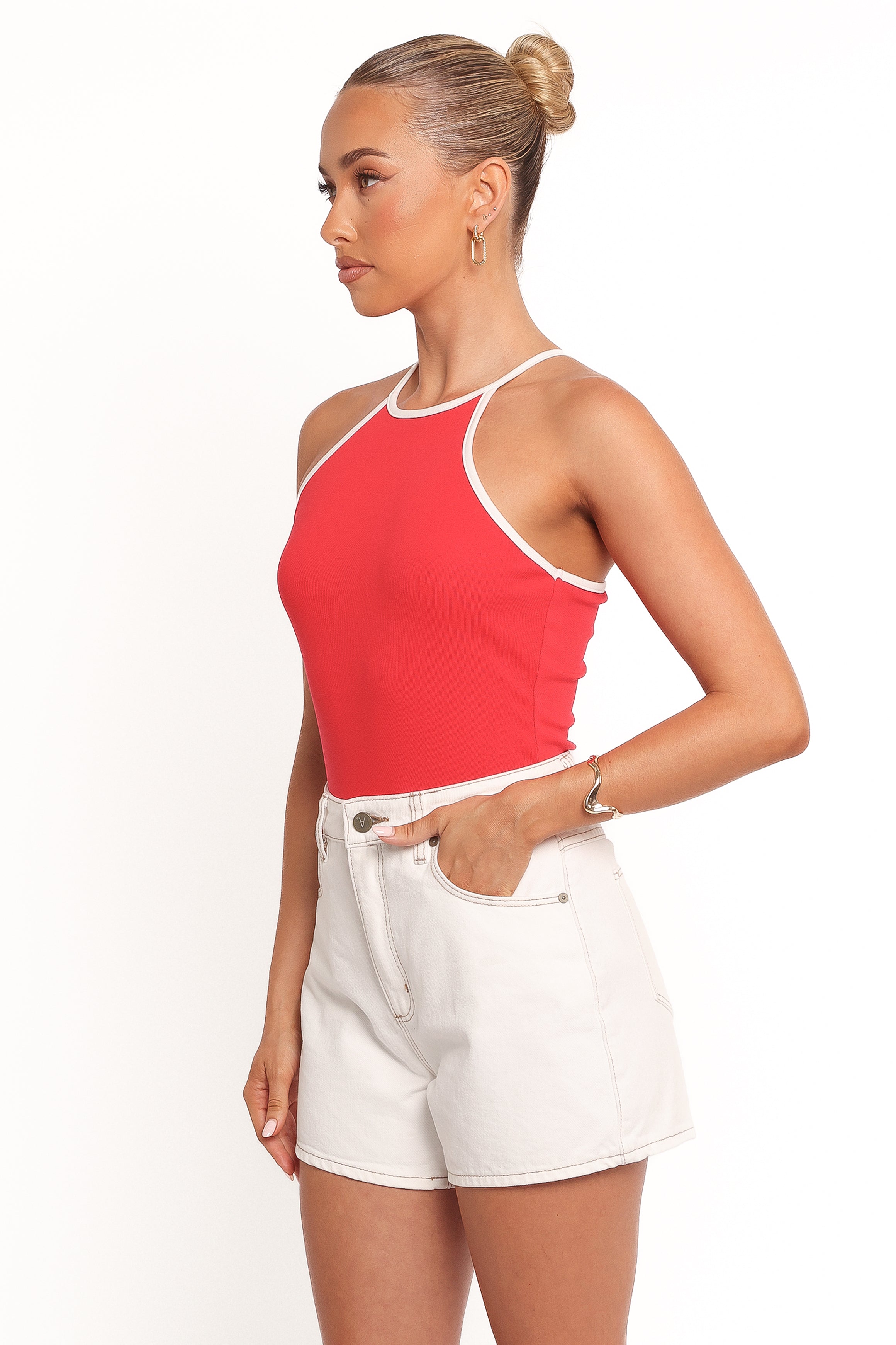 Jazzie Knit Tank Top - Red & White Stripes | Women's Casual Summer T-Shirt | Perfect for Beach, Vacation & Everyday Wear