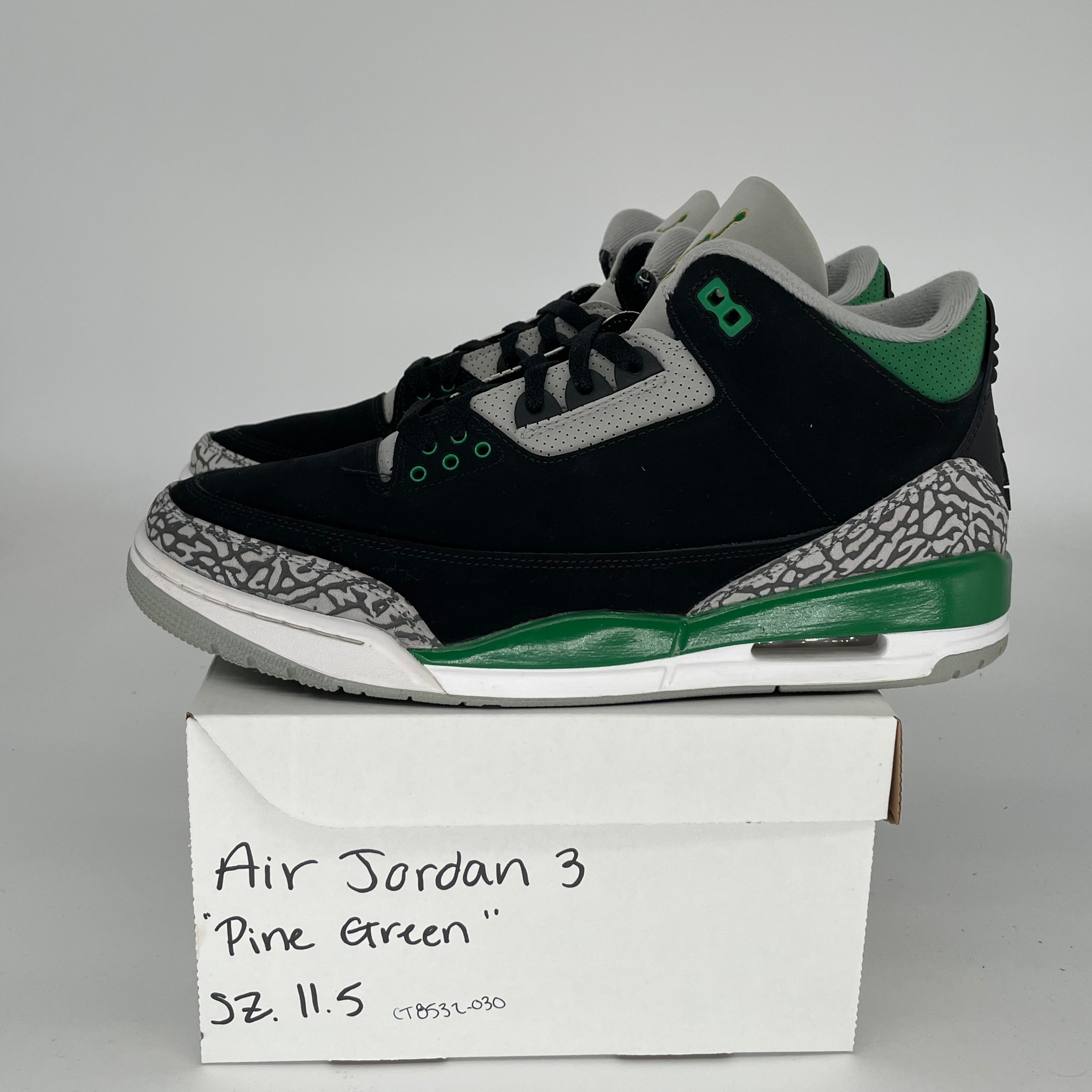 AIR JORDAN 3 Retro Pine Green Men's Basketball Shoes Size 11.5 - Style CT8532-030 | Authentic Sneakers for Casual Wear, Sports & Street Fashion