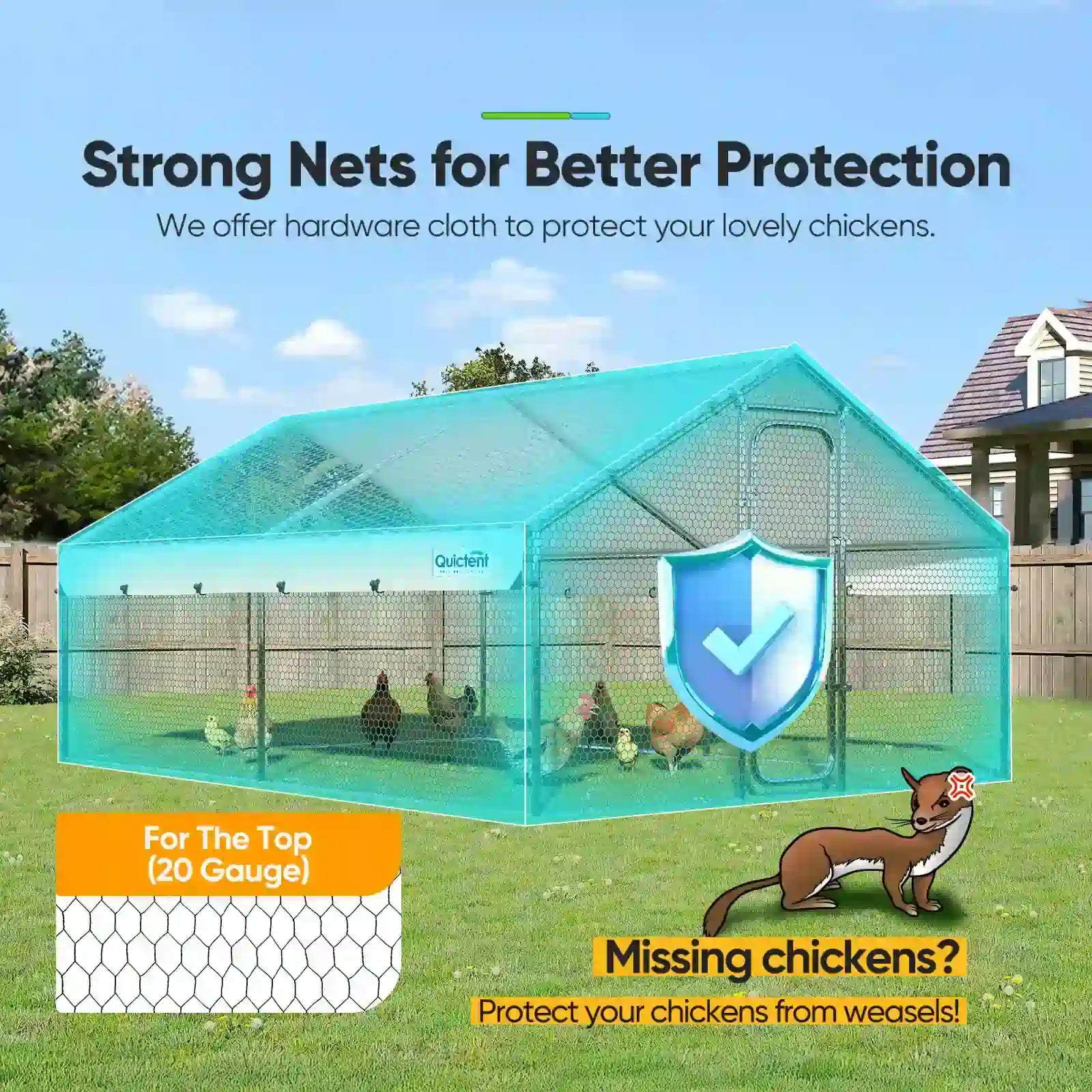 Large Metal Chicken Coop Run - Durable Outdoor Poultry Pen for Hens & Roosters - Perfect for Backyard Farming & Free Range Chicken Keeping
