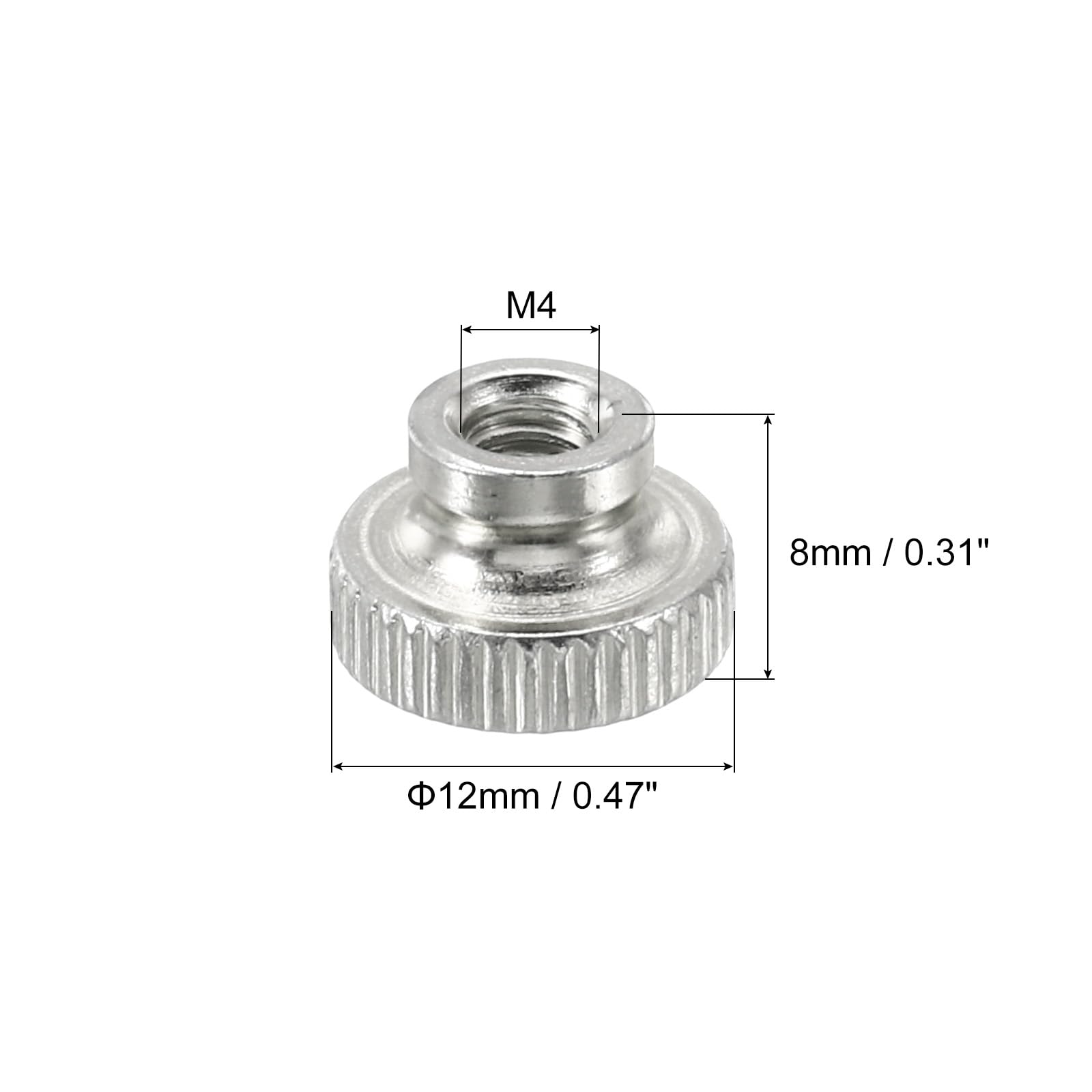 24Pcs M4 Carbon Steel Knurled Thumb Nuts - High Head Through Hole Fasteners for 3D Printer Parts, DIY Projects & Mechanical Repair (Silver) - Perfect for Easy Hand Tightening & Quick Adjustments