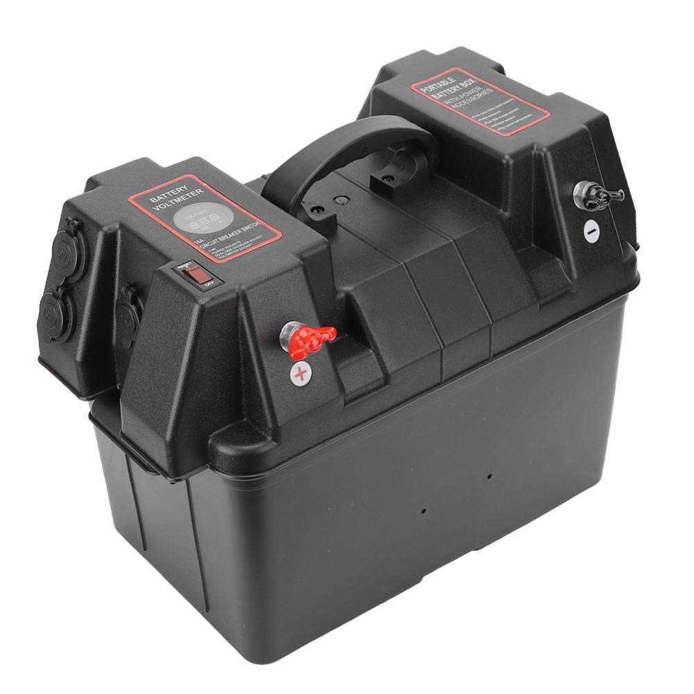 Acouto 12V Smart Battery Box with Voltmeter & USB Car Charger - Multifunctional Power Solution for Cars, Boats, RVs | Perfect for Road Trips, Marine Adventures & Off-Grid Power Needs