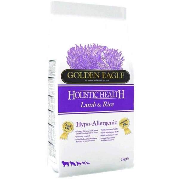 Golden Eagle Hypoallergenic Lamb & Rice Dry Dog Food 2kg - Grain-Free, Sensitive Stomach Formula for Small & Medium Dogs - Perfect for Allergy Relief & Digestive Health at Home or Travel