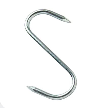10 Stainless Steel Meat Hooks for Butcher Shop, Commercial Kitchen, BBQ & Home Use - Heavy Duty Meat Hanging Hooks for Beef, Pork, Venison Processing