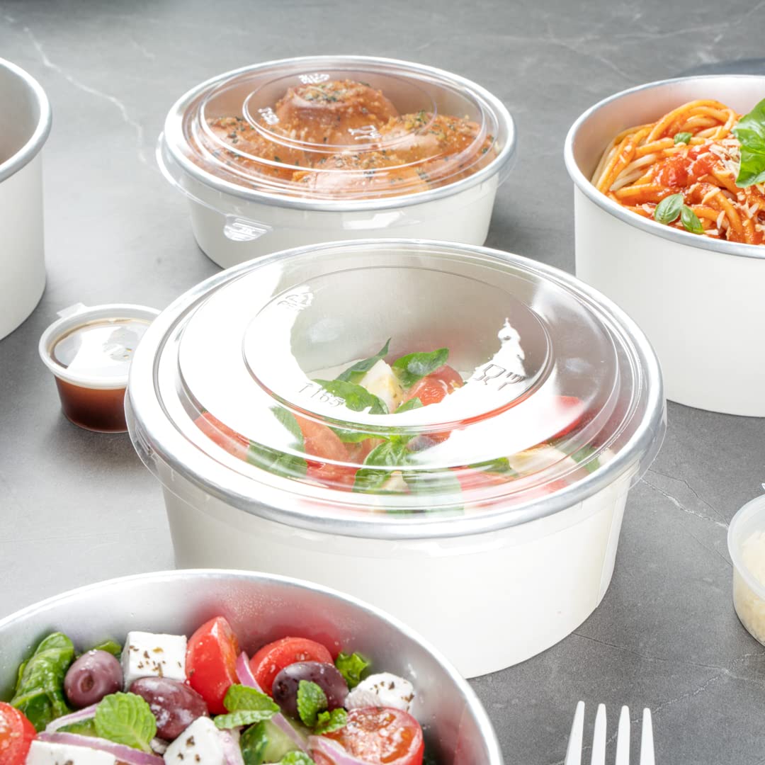 Disposable Clear Plastic Foil Lux Lids for 37oz & 42oz Takeout Containers - 200 Pack Lift Tab Food Container Lids (Containers Sold Separately) | Perfect for Restaurants, Catering & Food Delivery Services
