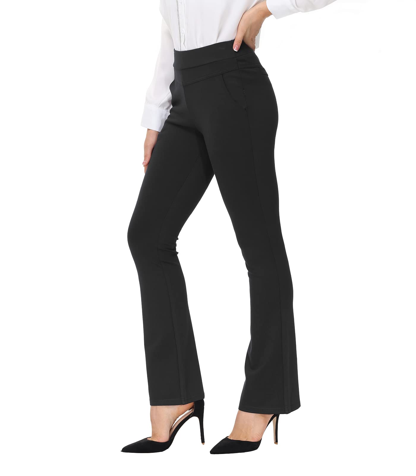 elselect Women's High Waisted Work Pants - Professional Bootcut Dress Pants, Non See Through Office Trousers & Yoga Stretch Suit Pants in Black | Perfect for Business Casual, Office Wear & Formal Occasions