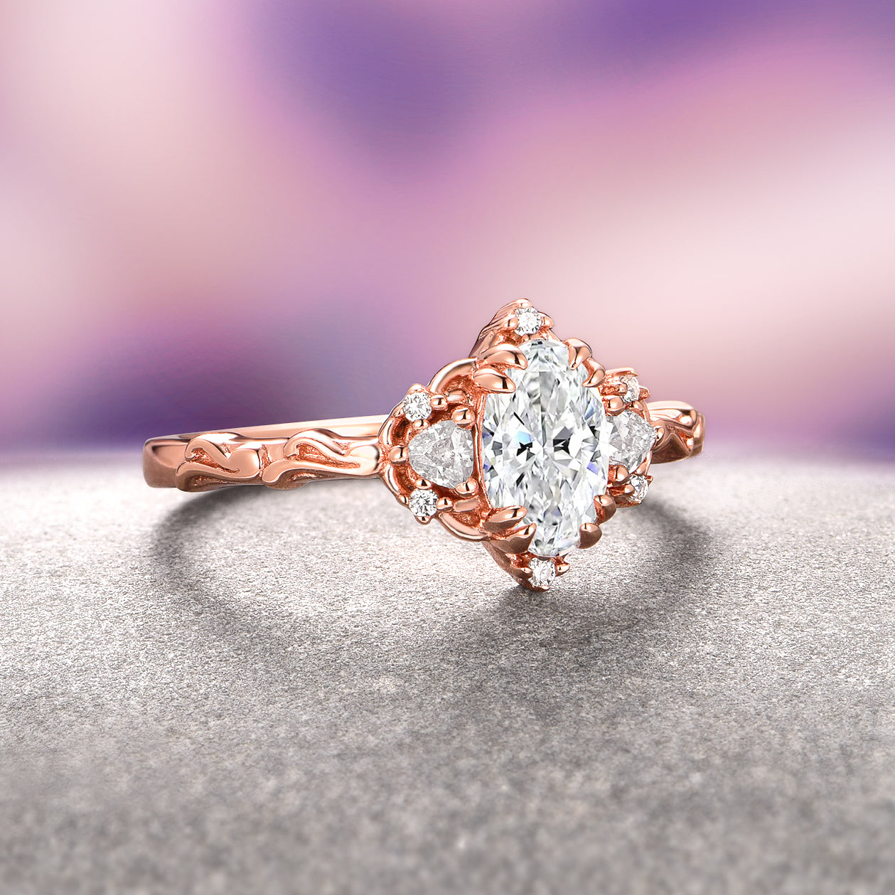 Esme Lab Grown Diamond Engagement Ring - 14K Solid Rose Gold, IGI Certified for Women | Elegant Wedding, Proposal, Anniversary Jewelry Gift