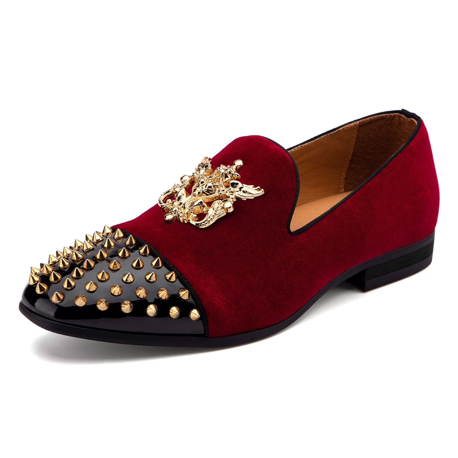 Meijiana Men's Velvet Loafers - Luxury Dress Shoes with Metal Embellishments for Formal Events & Parties | Comfortable Slip-On Loafers for Weddings, Business Meetings & Evening Occasions