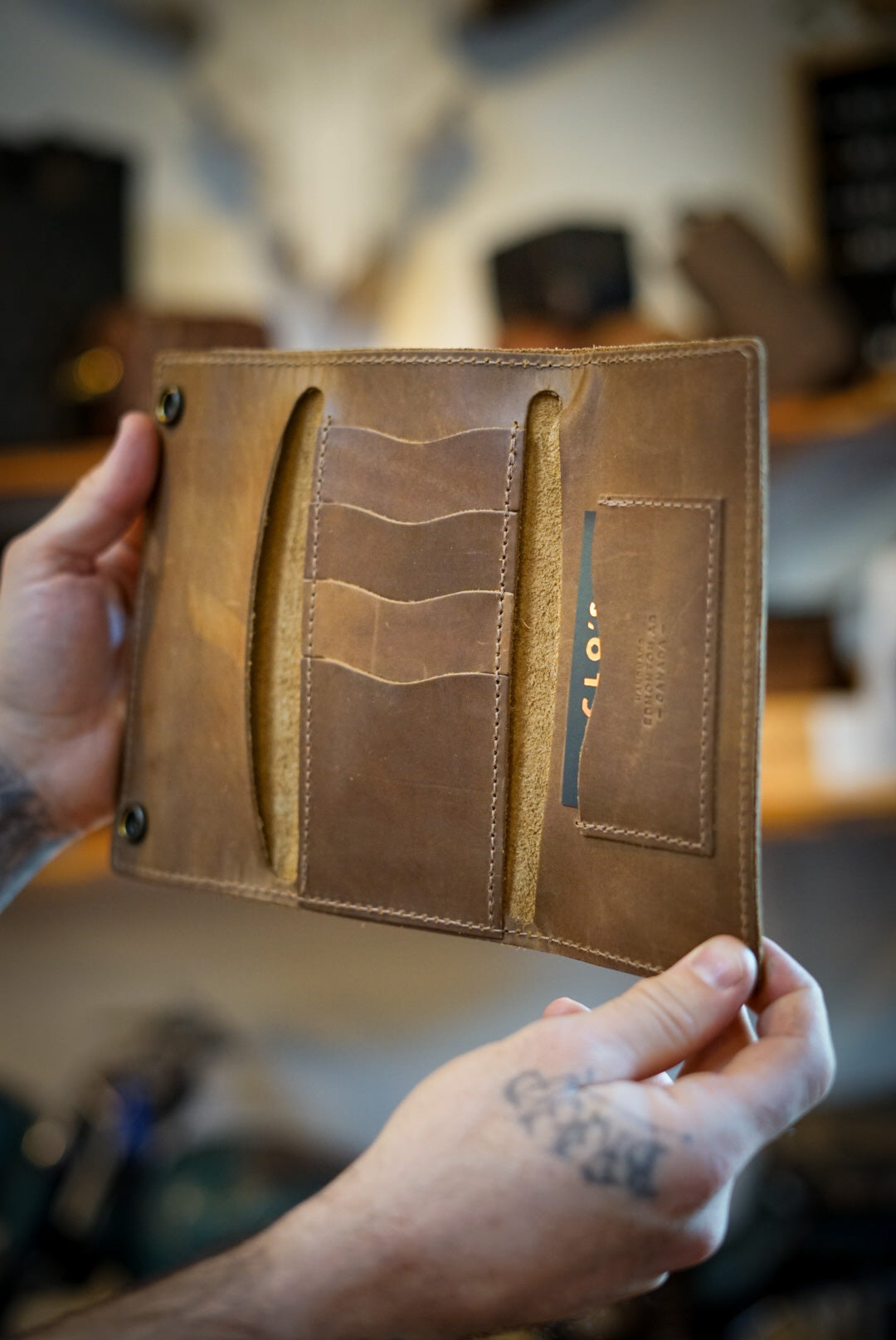 Premium Trifold Long Leather Wallet for Men - Brown Oak Genuine Leather RFID Blocking - Perfect for Everyday Use, Travel & Business