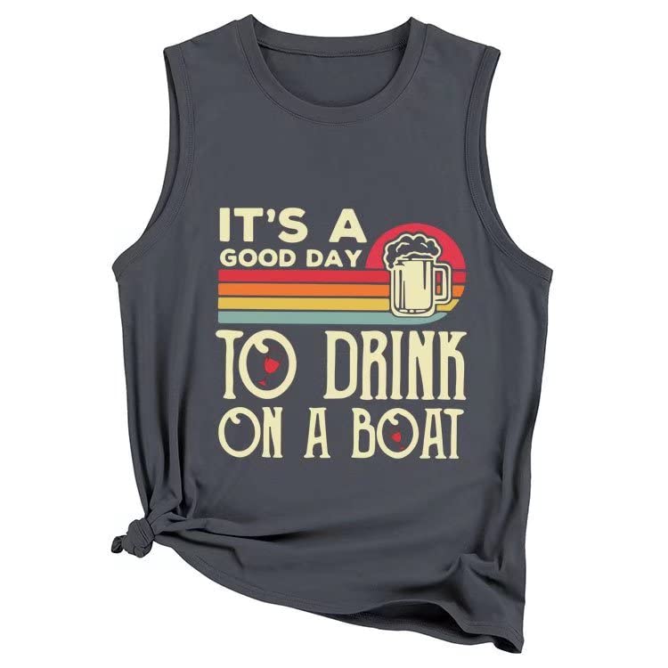 Women's Sleeveless Wine Glass Print Tank Tops - Fun Summer Casual Tops for Beach, Party & Vacation Outfits