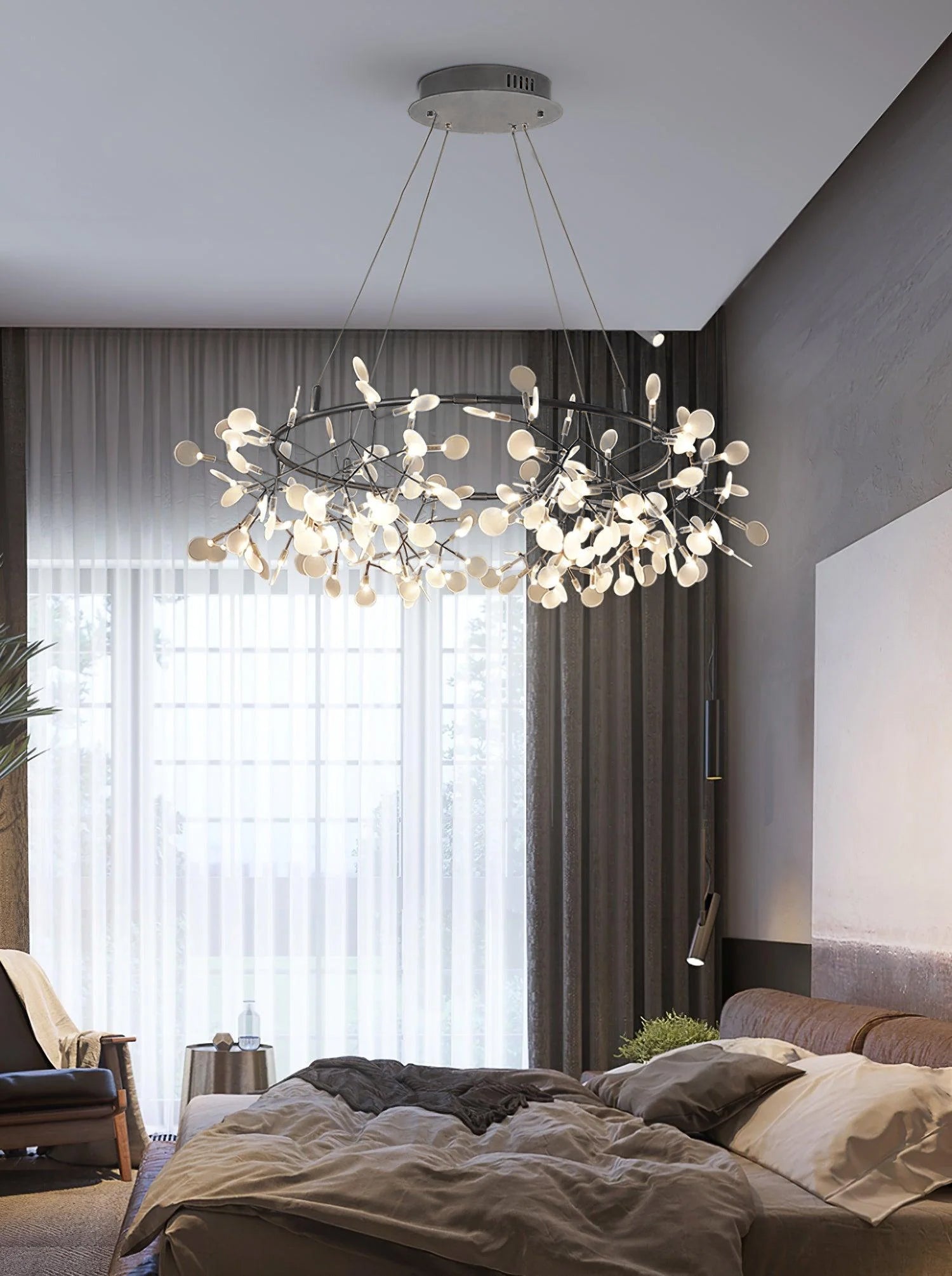 Black Big O Firefly LED Chandelier - Modern Crystal Ceiling Light Fixture for Dining Room, Living Room & Bedroom | Elegant Home Decor Lighting for Weddings & Parties