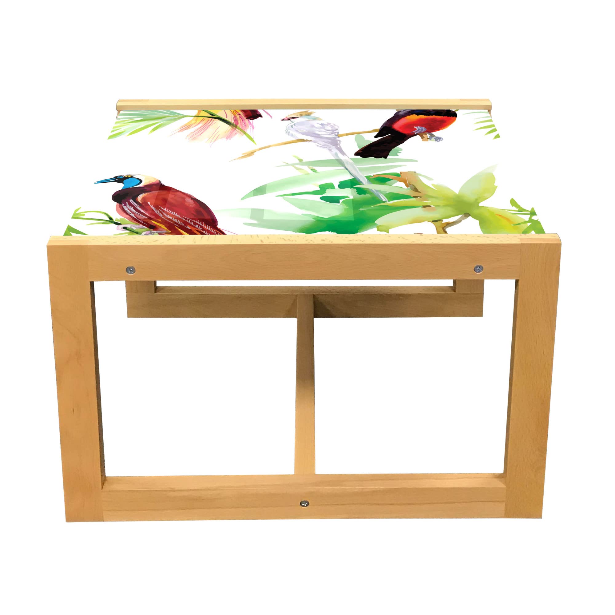 Ambesonne Tropical Coffee Table - Watercolor Exotic Birds, Green Leaves - for Office & Dorm Decor