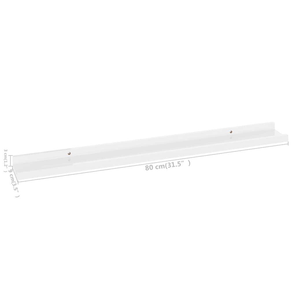 FAMIROSA 2 Pack Wall Mounted Shelves - High Gloss White Floating Shelves 31.5