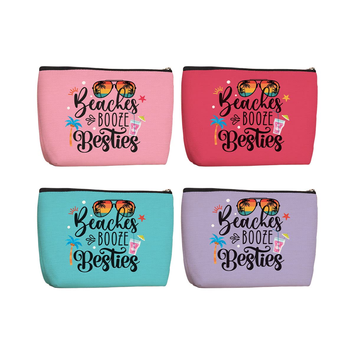4Pcs Girls Trip Gift Set - Cute Friendship Gifts for Women & Best Friends - Weekend Getaway & Beach Essentials with Sunscreen & Makeup Bag - Perfect Vacation Travel Accessories for Bachelorette Parties, Girls Trips & Beach Vacations
