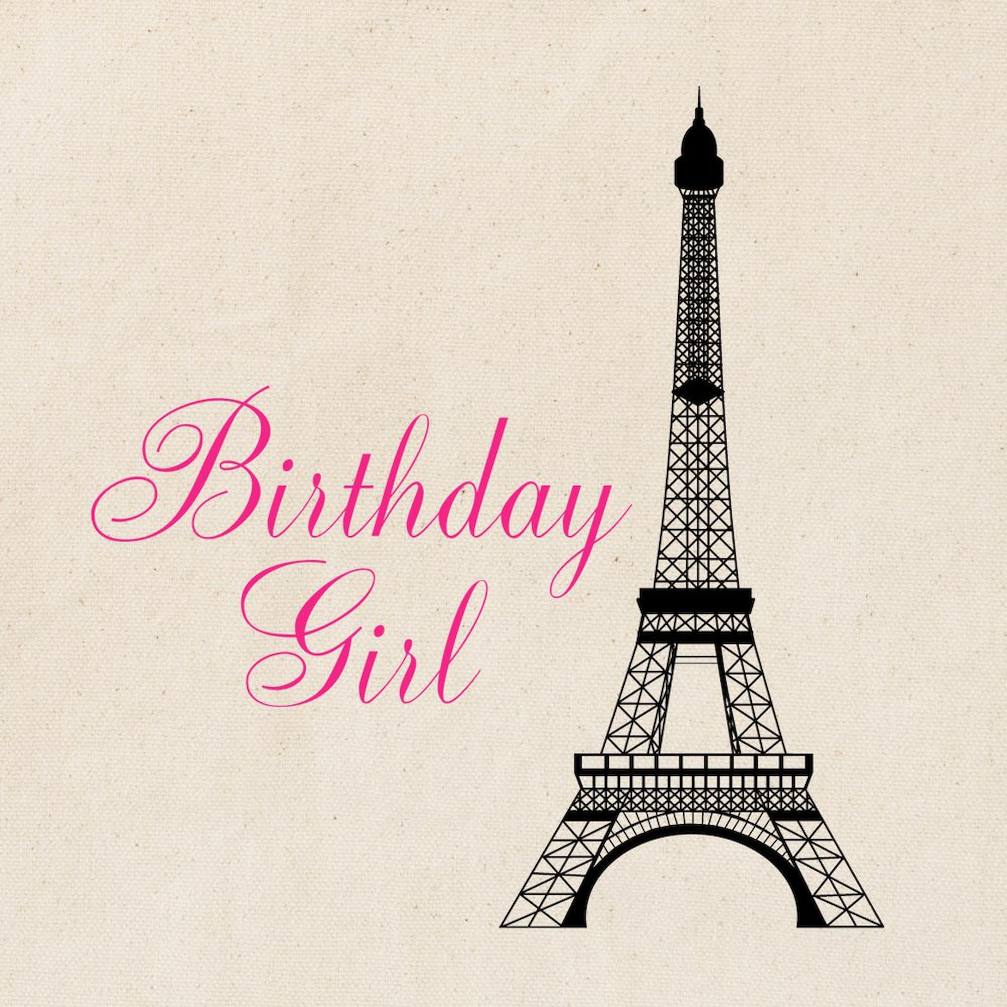 Eiffel Tower Birthday Girl Tote Bag - Natural Canvas Reusable Shopping Bag for Women | Perfect for Birthday Gifts, Grocery Shopping & Travel