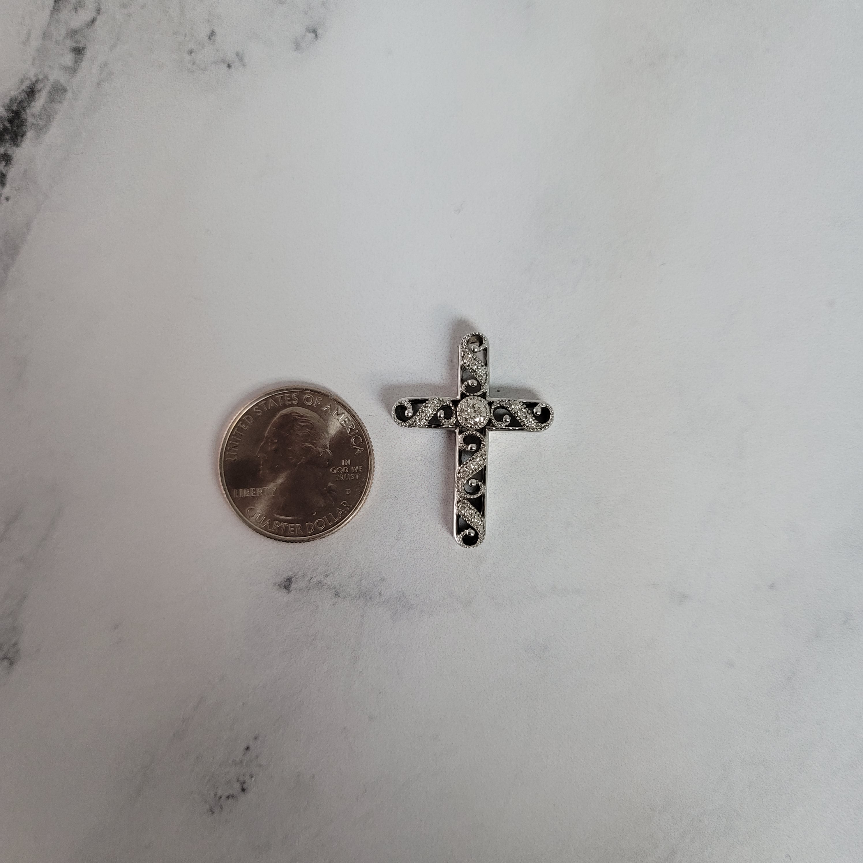 14K White Gold Diamond Cross Necklace .49cttw - Elegant Religious Jewelry for Women, Perfect for Gifts, Church, Weddings & Special Occasions