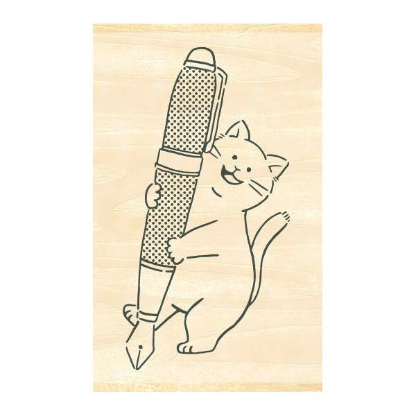 Beverly Ink Companion Stamp - Cat & Fountain Pen Design for Journaling, Scrapbooking, and DIY Crafts | Perfect for Stationery Lovers and Calligraphy Enthusiasts