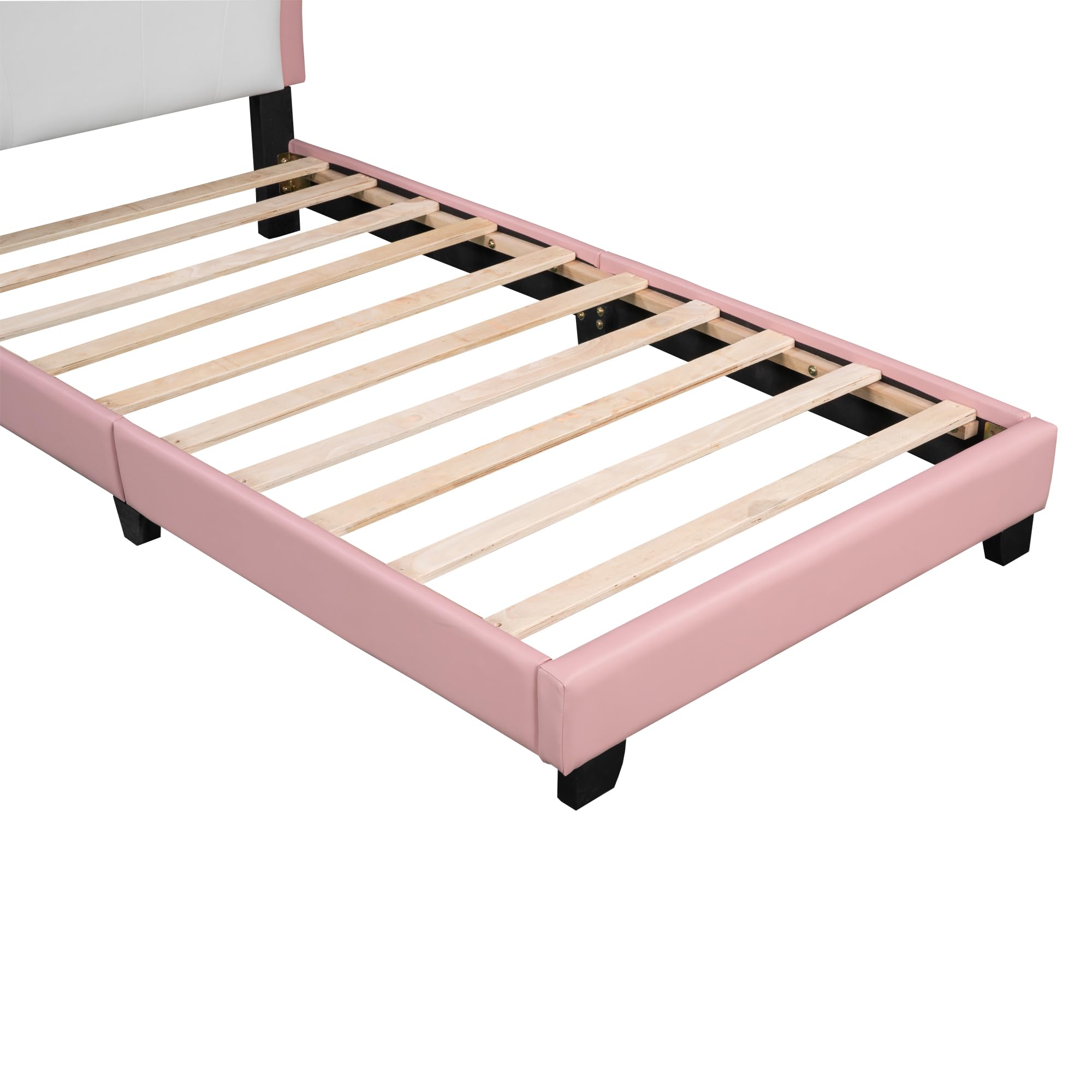 Twin Size Upholstered Princess Bed with Crown Headboard - Pink Bed Frame for Girls | Perfect for Kids' Bedroom, Princess-Themed Decor & Sleepovers