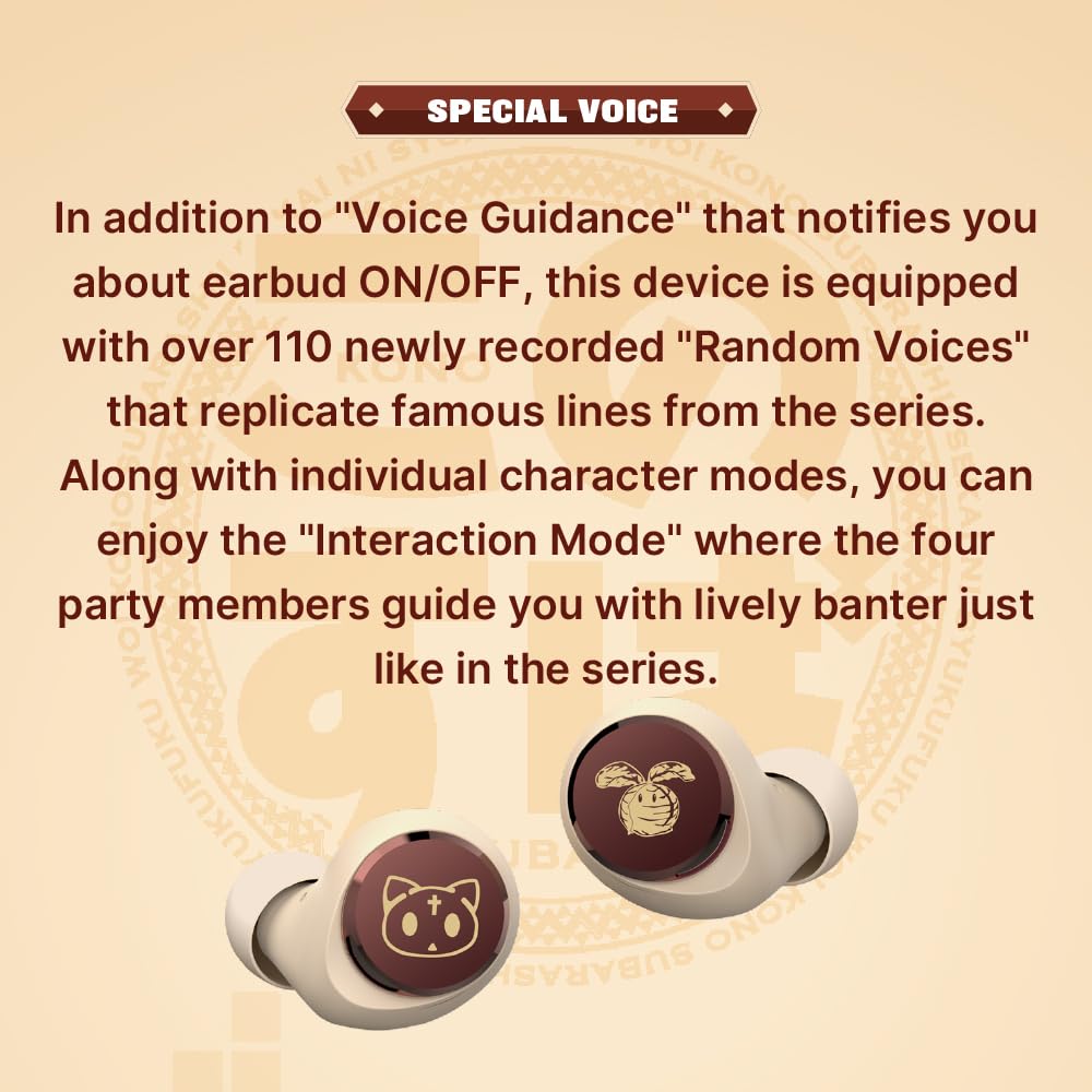 AVIOT KonoSuba Wireless Earbuds TE-D01v-KSB - Official Licensed Anime Earbuds with Noise Cancelling, Japanese Voice & Special Edition Design | Perfect for Anime Fans, Gaming & Commuting
