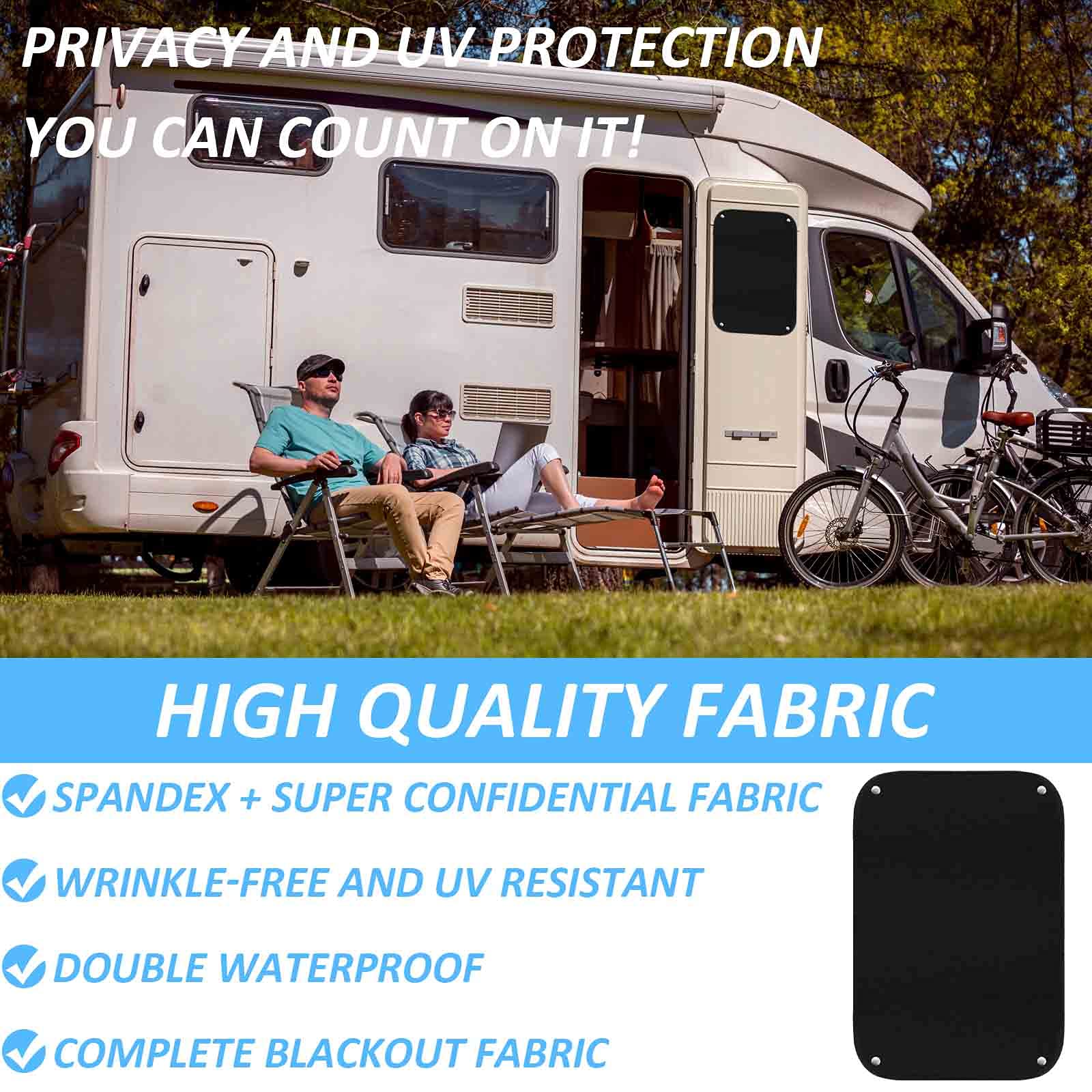 RV Door Window Shade Cover - Black Privacy Blinds for Camper & Travel Trailer - 2 Pack Sun Blocking Window Shades | Perfect for RV, Motorhome, and Camping Trips to Block Sunlight and Ensure Privacy