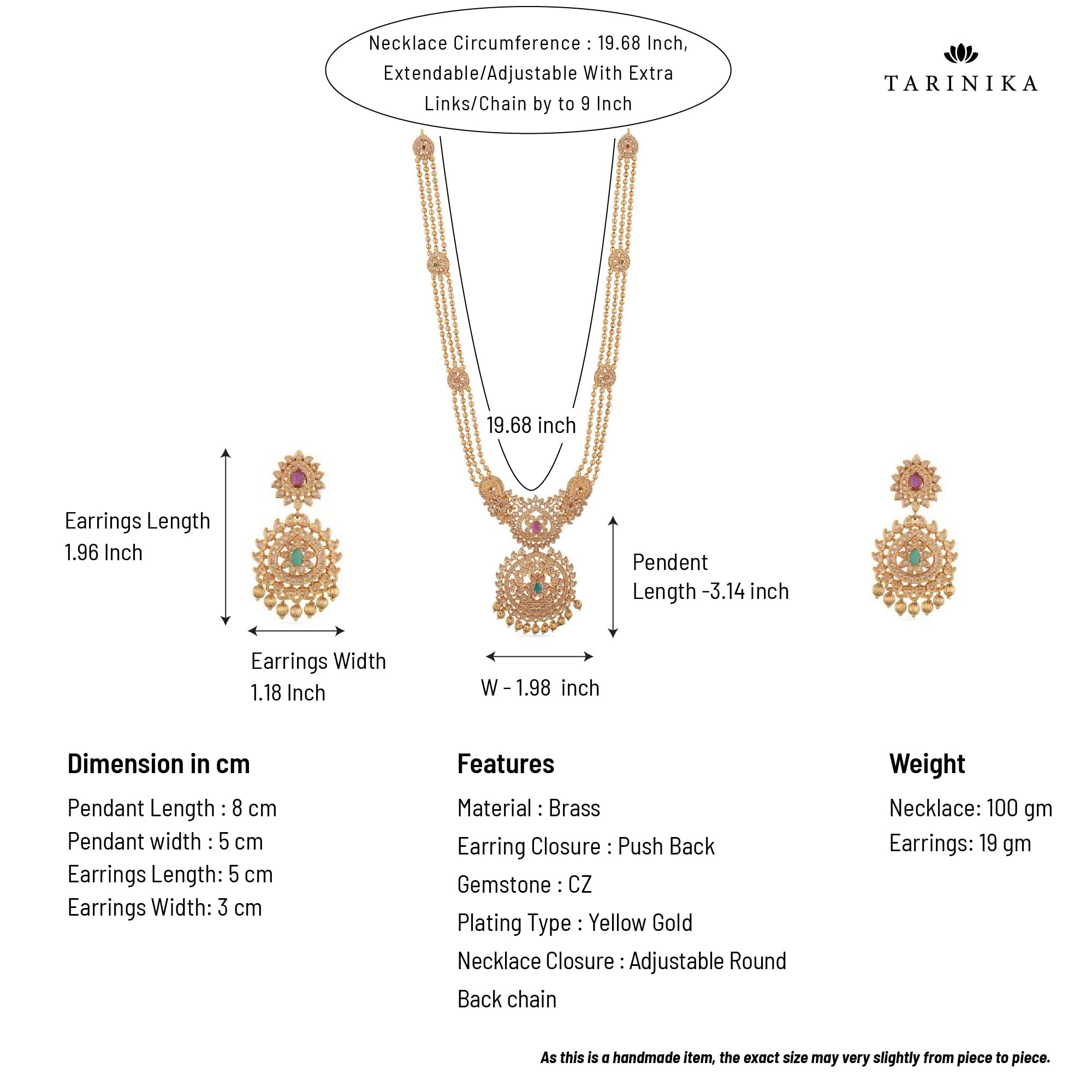Antique Gold Plated Binal Long Necklace Set with Floral Design - Traditional South Indian Jewelry for Women | Ethnic Bridal Necklace for Weddings, Festivals & Special Occasions | 1 Year Warranty | Perfect Gift for Diwali, Engagement & Cultural Events