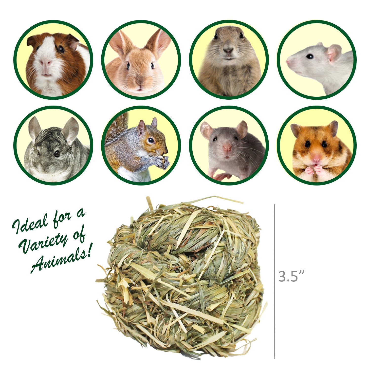 Premium Natural Timothy Hay Play Ball for Small Pets - Chew Toy for Rabbits, Guinea Pigs & Hamsters - Fun Enrichment Activity for Cage Playtime & Exercise