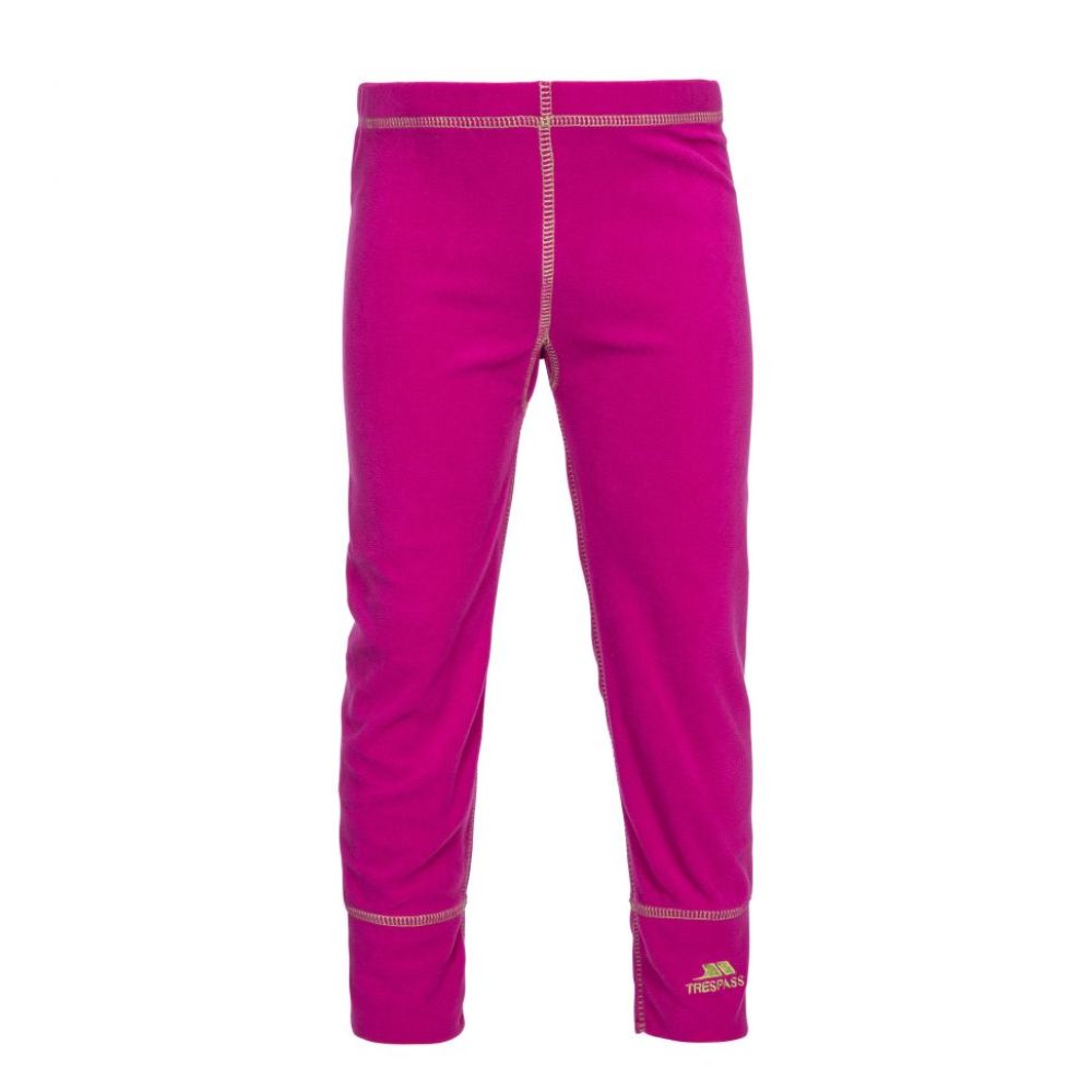Trespass Bubbles Girls Thermal Base Layer Set - Warm Fleece-Lined Long Sleeve Top & Pants for Winter - Azalea Pink - Perfect for Skiing, Snowboarding & Outdoor Activities