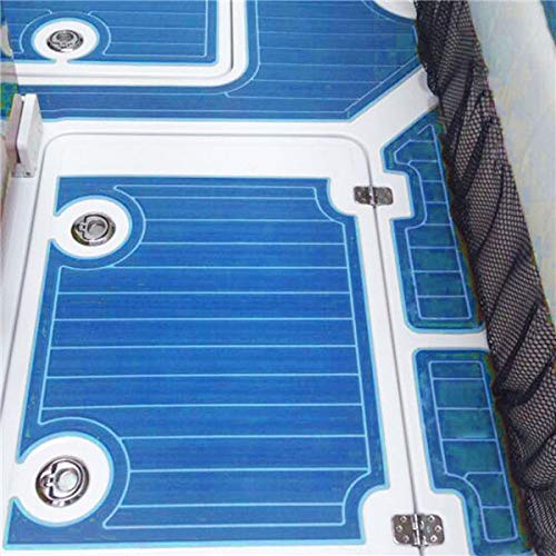 LLBB Blue with White Lines EVA Foam Faux Teak Decking Sheet - Non-Slip Self-Adhesive Boat Flooring Pad for Yacht & Marine Use | Waterproof Deck Mat for Boats, Pools, RV & Outdoor Spaces