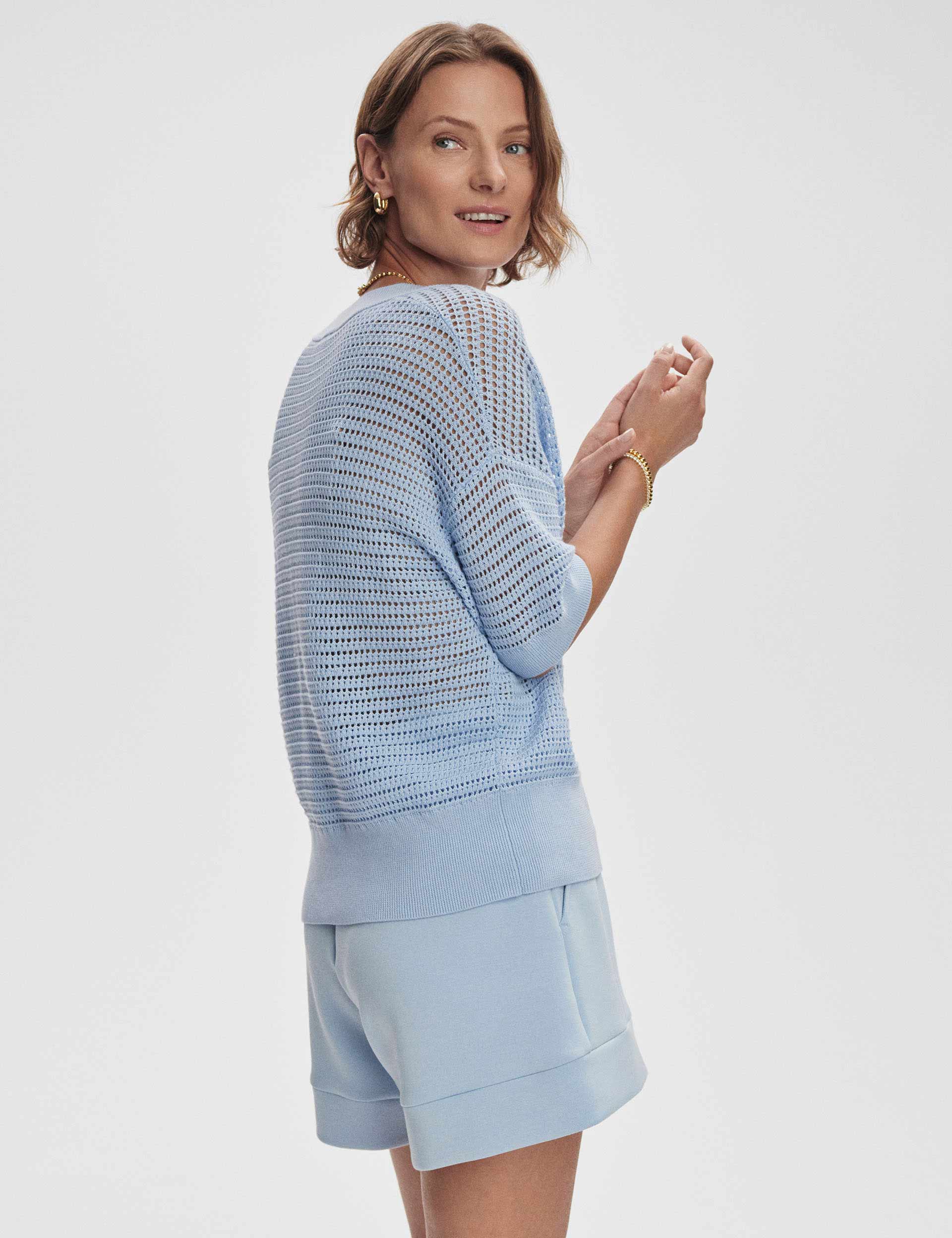 Callie Knit Top Women's Cashmere Sweater Blue | Soft & Cozy Winter Pullover for Casual Outfits & Office Wear