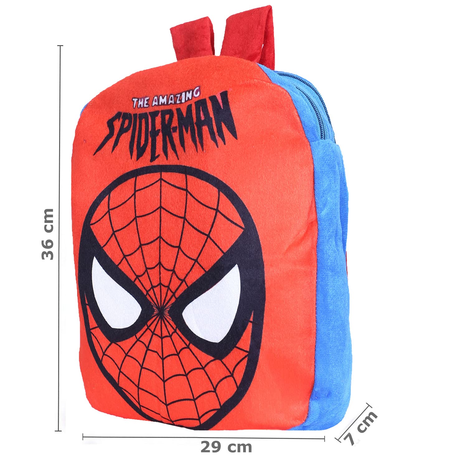 Kuber Industries Marvel The Amazing Spider-Man Velvet Backpack for Kids - 2 Compartment School Bookbag for Boys & Girls | Perfect for School, Travel & Daily Use | Red Superhero Design